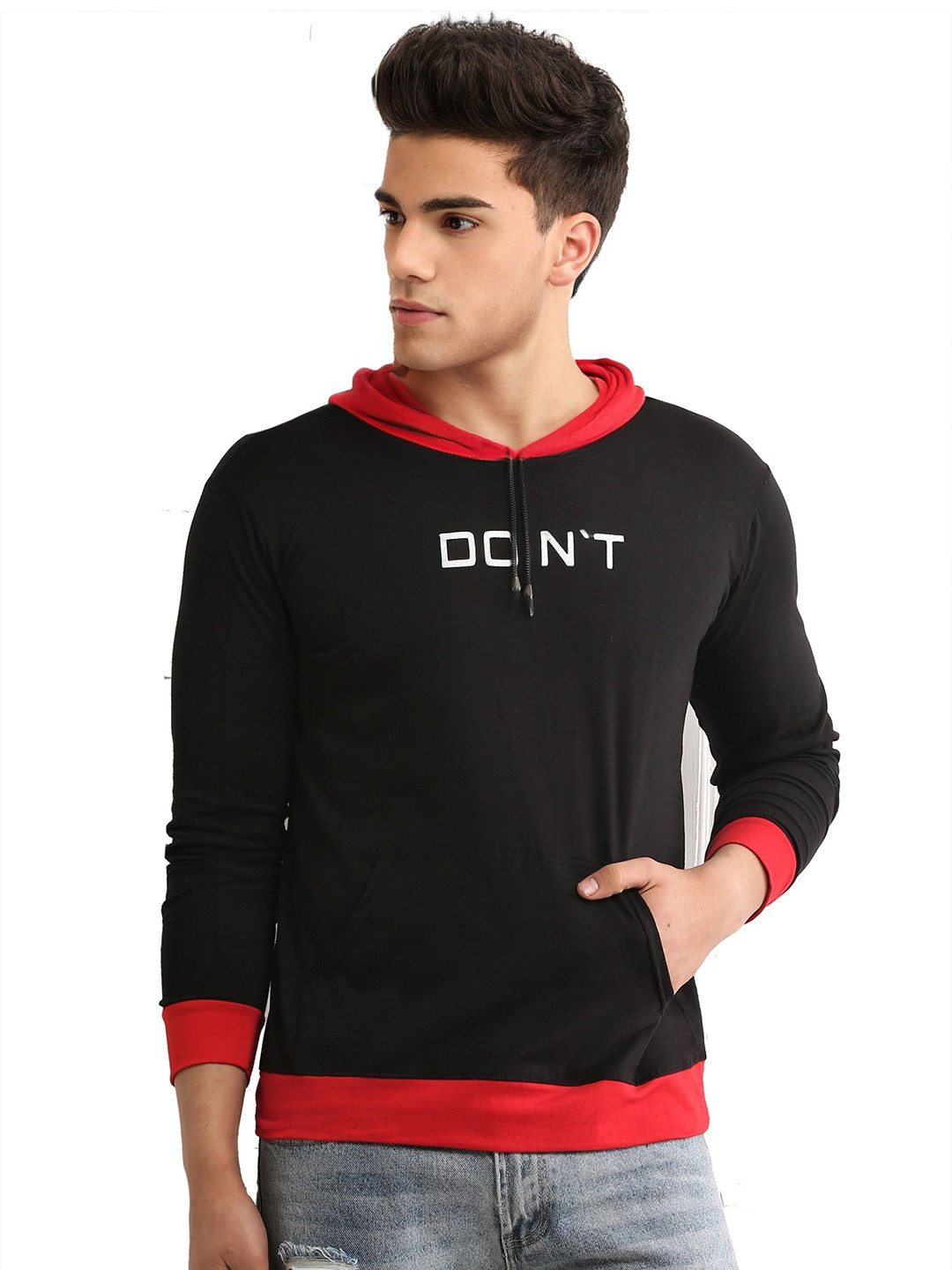 

Dagcros Boys Solid Hooded Cotton Casual Sweatshirt, Black