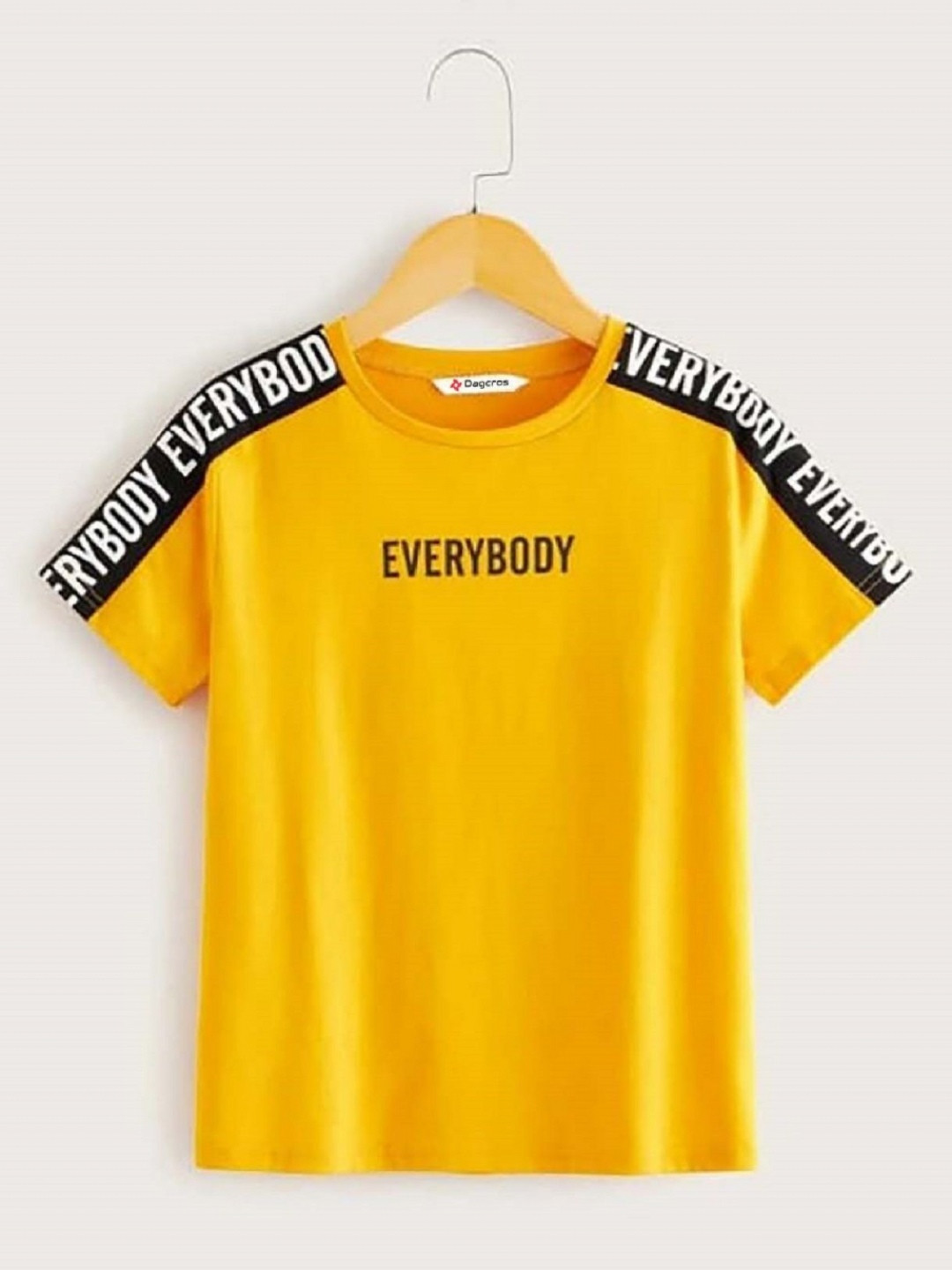 

Dagcros Boys Typography Printed Raglan Sleeves Cotton Casual T-shirt, Yellow
