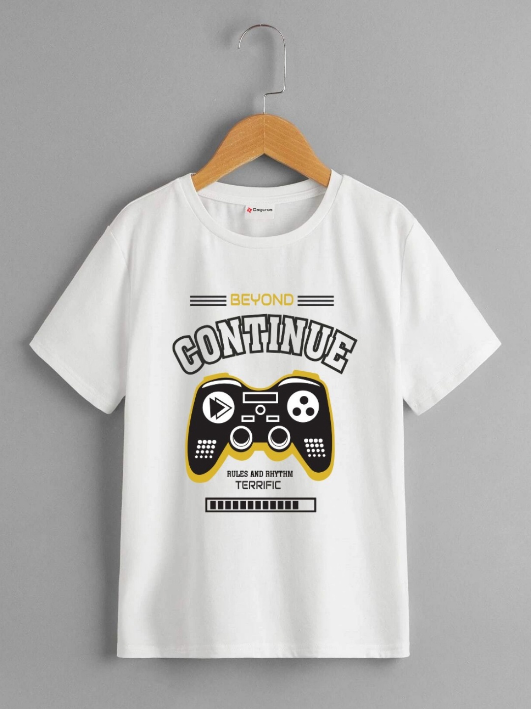 

Dagcros Boys Printed Round Neck Cotton Casual T-shirt, White