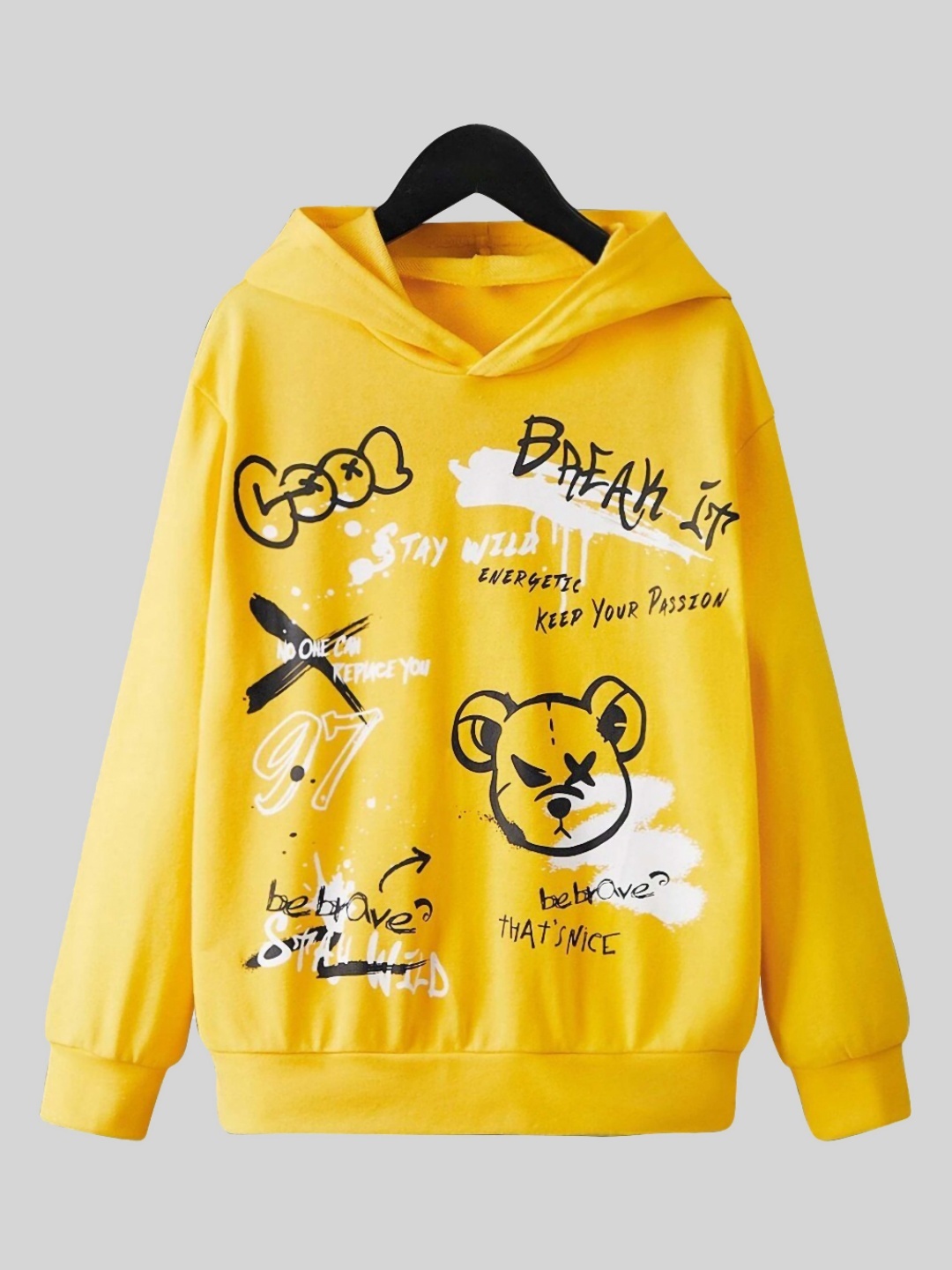 

Dagcros Boys Graphic Printed Hooded Pure Cotton Casual Sweatshirt, Yellow