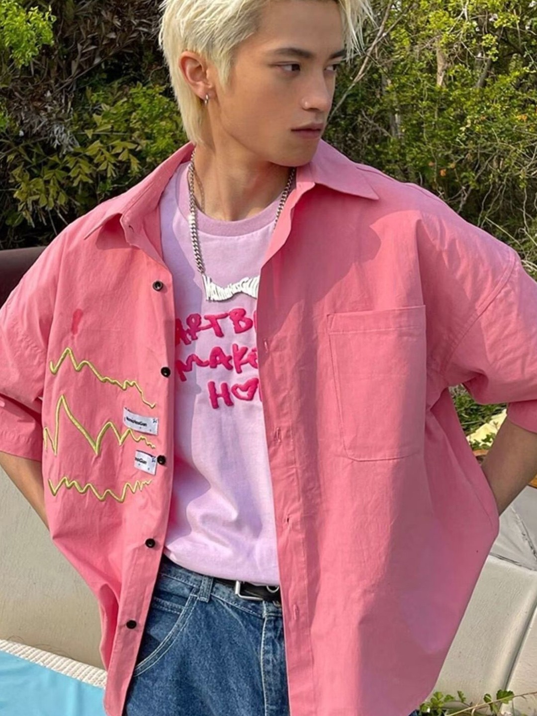 

StyleCast Men Original Relaxed Fit Spread Collar Solid Casual Shirt, Pink