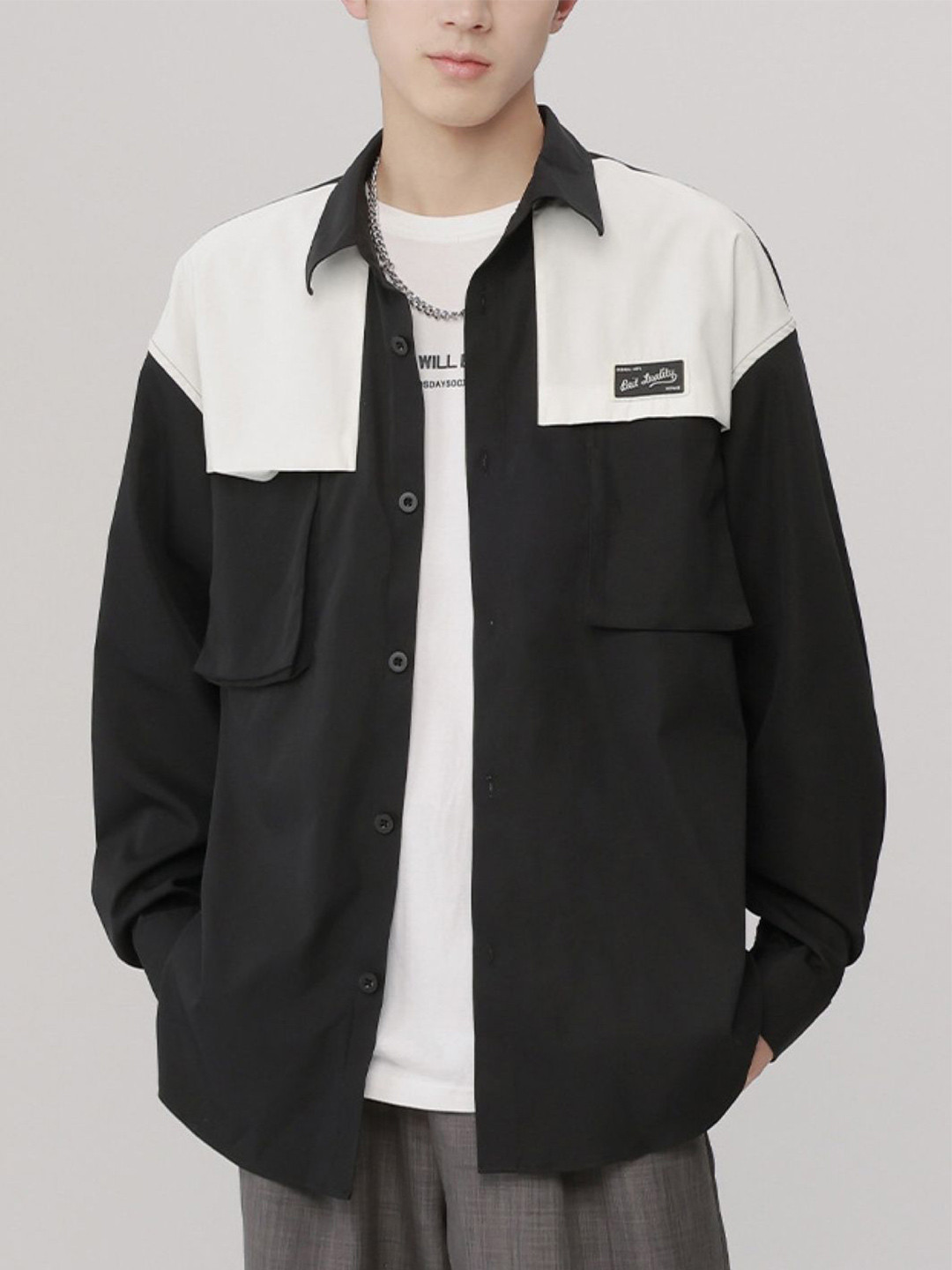 

StyleCast Men Original Relaxed Fit Spread Collar Colourblocked Casual Shirt, Black