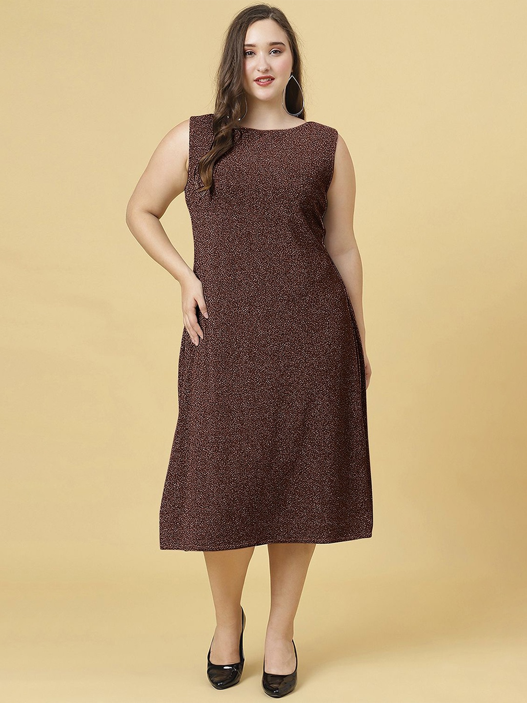 

Curvy Lane Women Plus Size A-Line Dress, Coffee brown