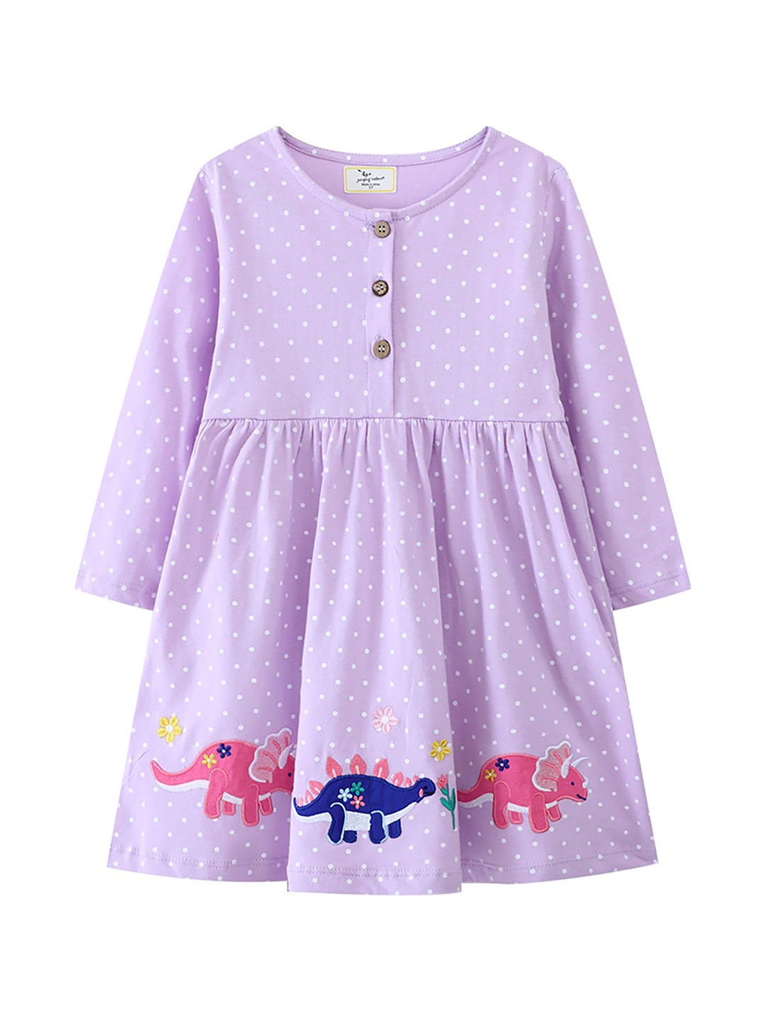 

LULU & SKY Girls Polka Dot Printed A-Line Dress, Purple