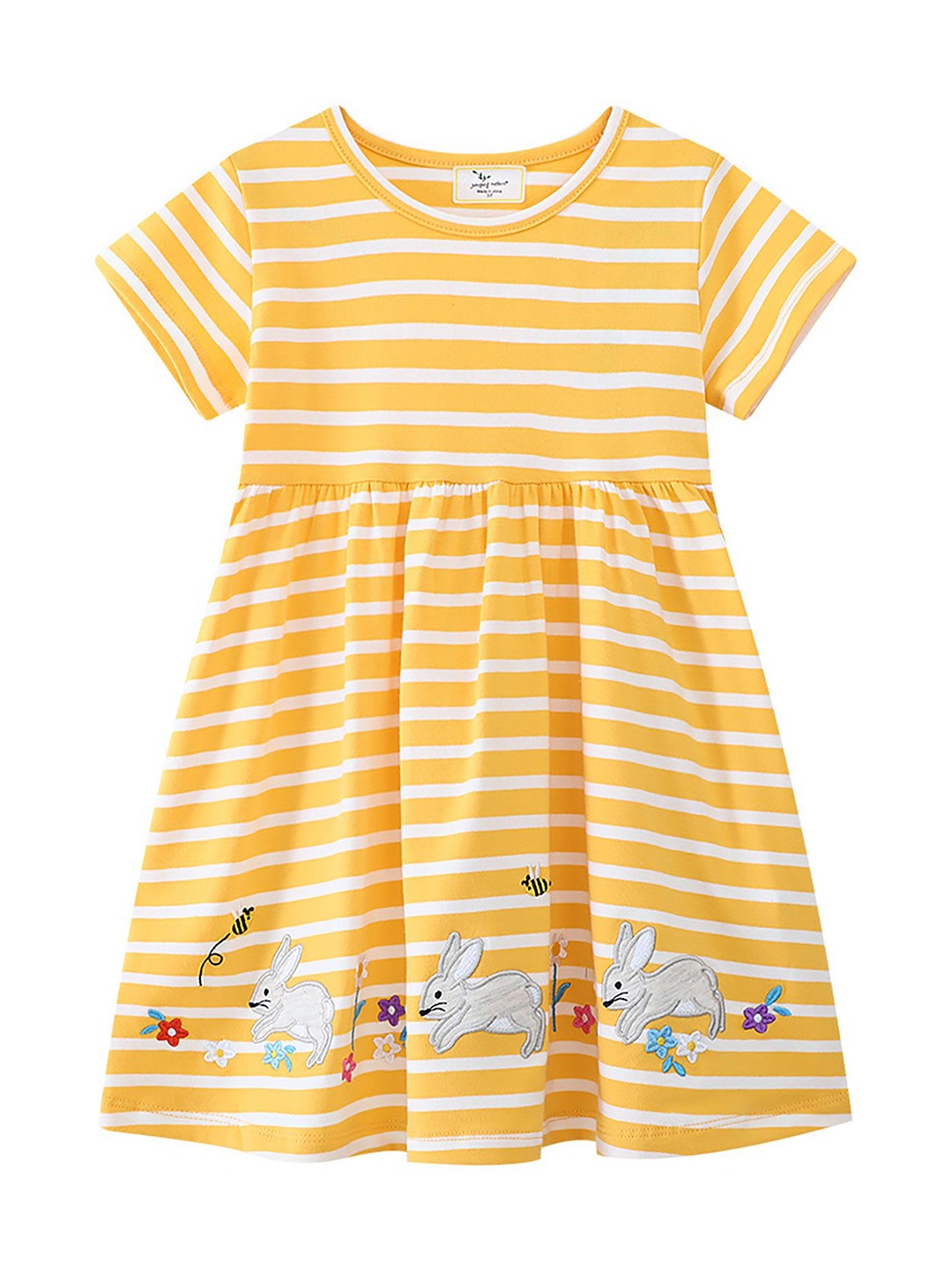 

LULU & SKY Girls Striped Nightdress, Yellow