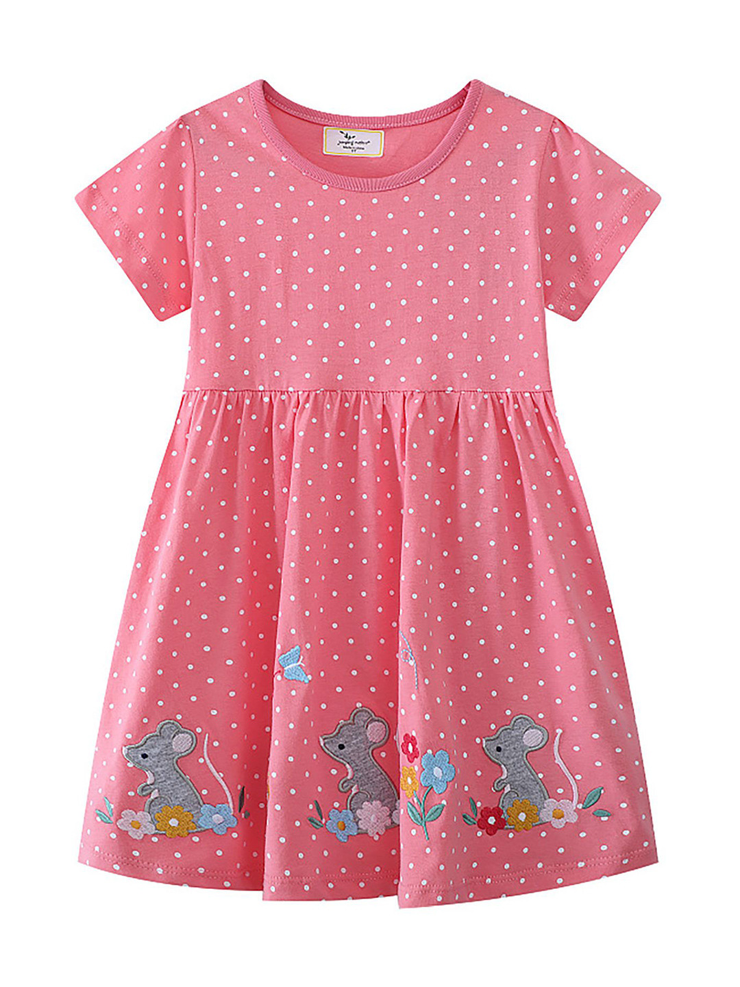 

LULU & SKY Girls Polka Dot Printed Fit & Flare Dress, Pink