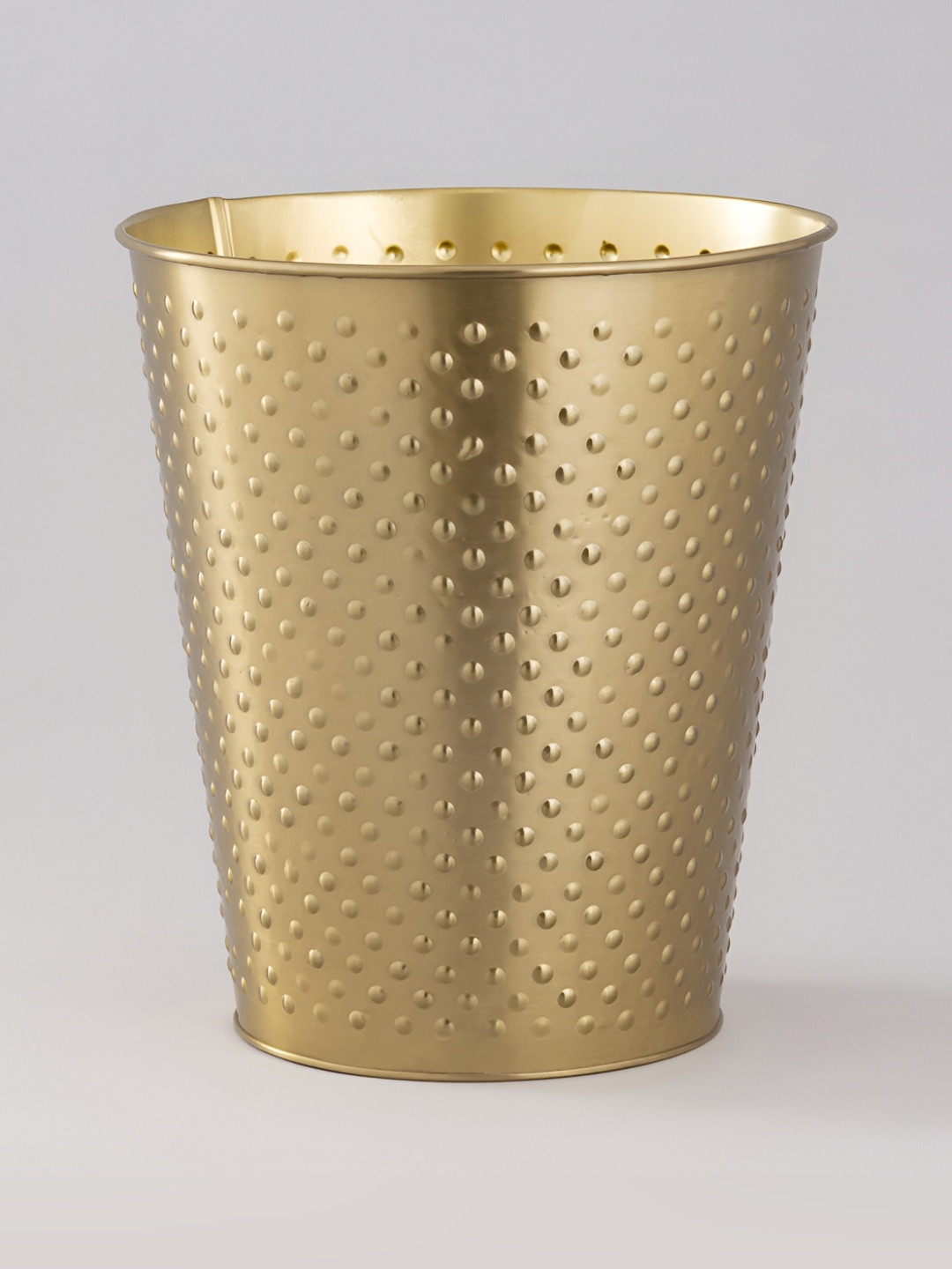 

Indecrafts Gold-Toned Textured Brass Trash Can Wastebasket Dustbin - 3.5 Litre