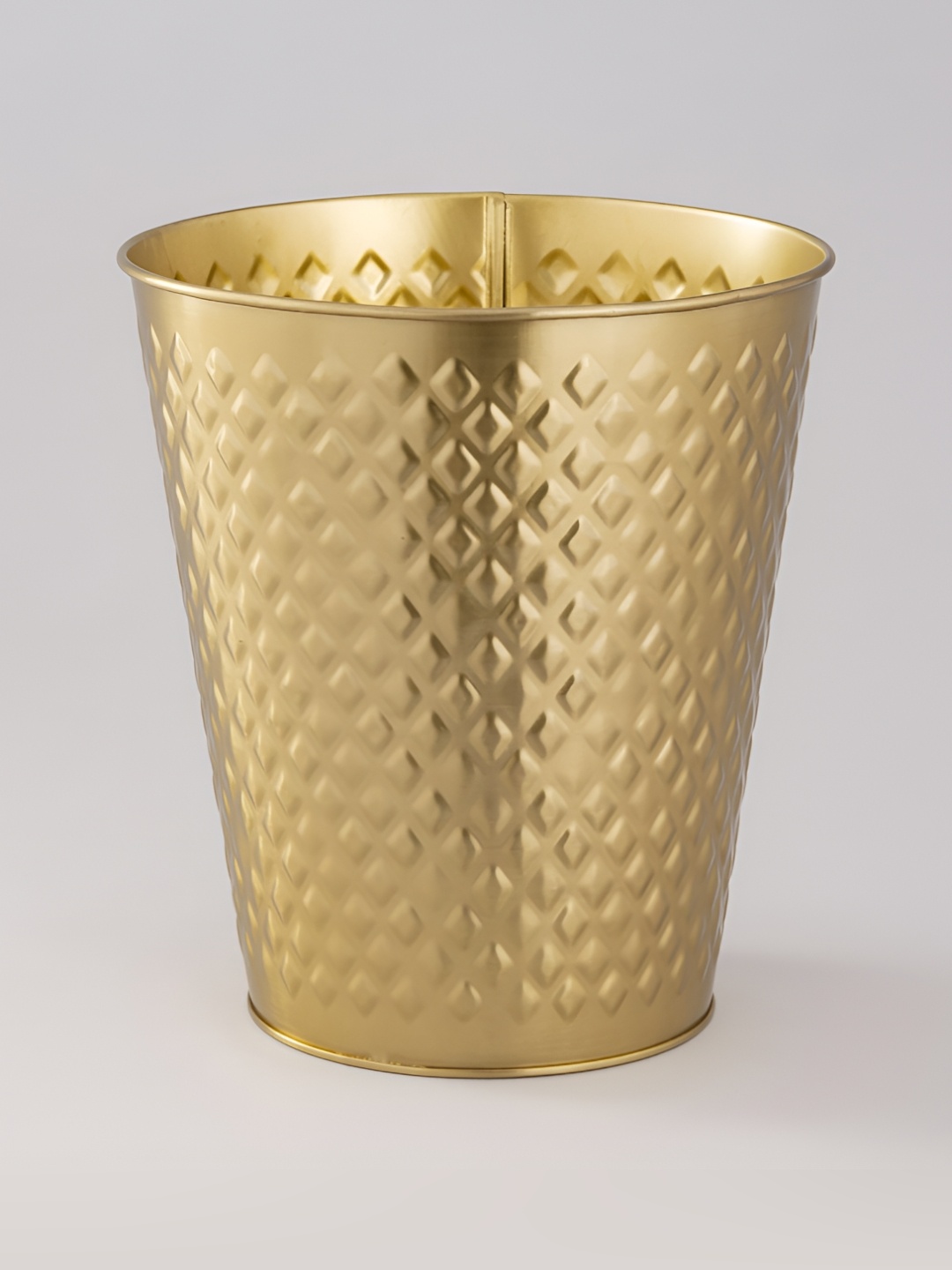 

Indecrafts Gold-Toned Textured Open Stainless Steel Trash Bin-3.5 L