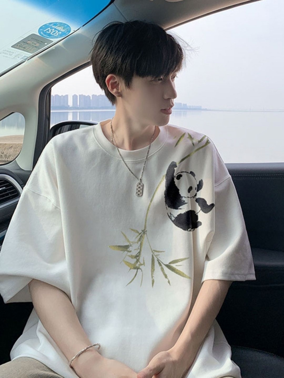 

StyleCast Men Graphic Printed Round Neck Cotton Oversized T-shirt, White