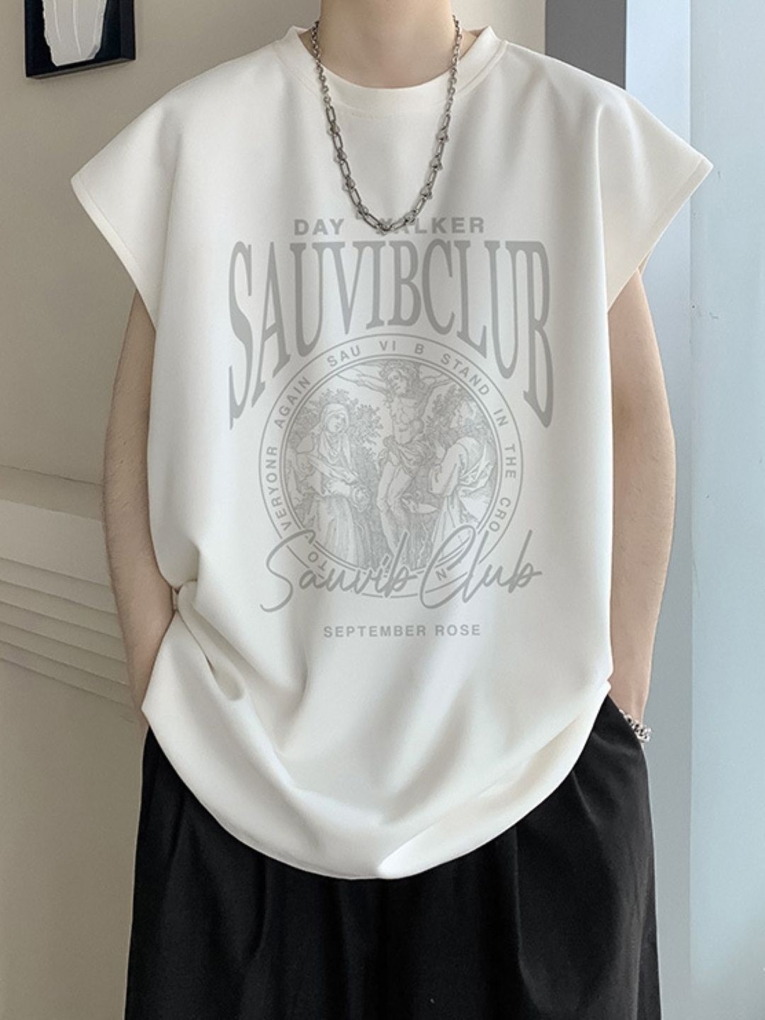

StyleCast Men Typography Printed Round Neck Oversized T-shirt, White