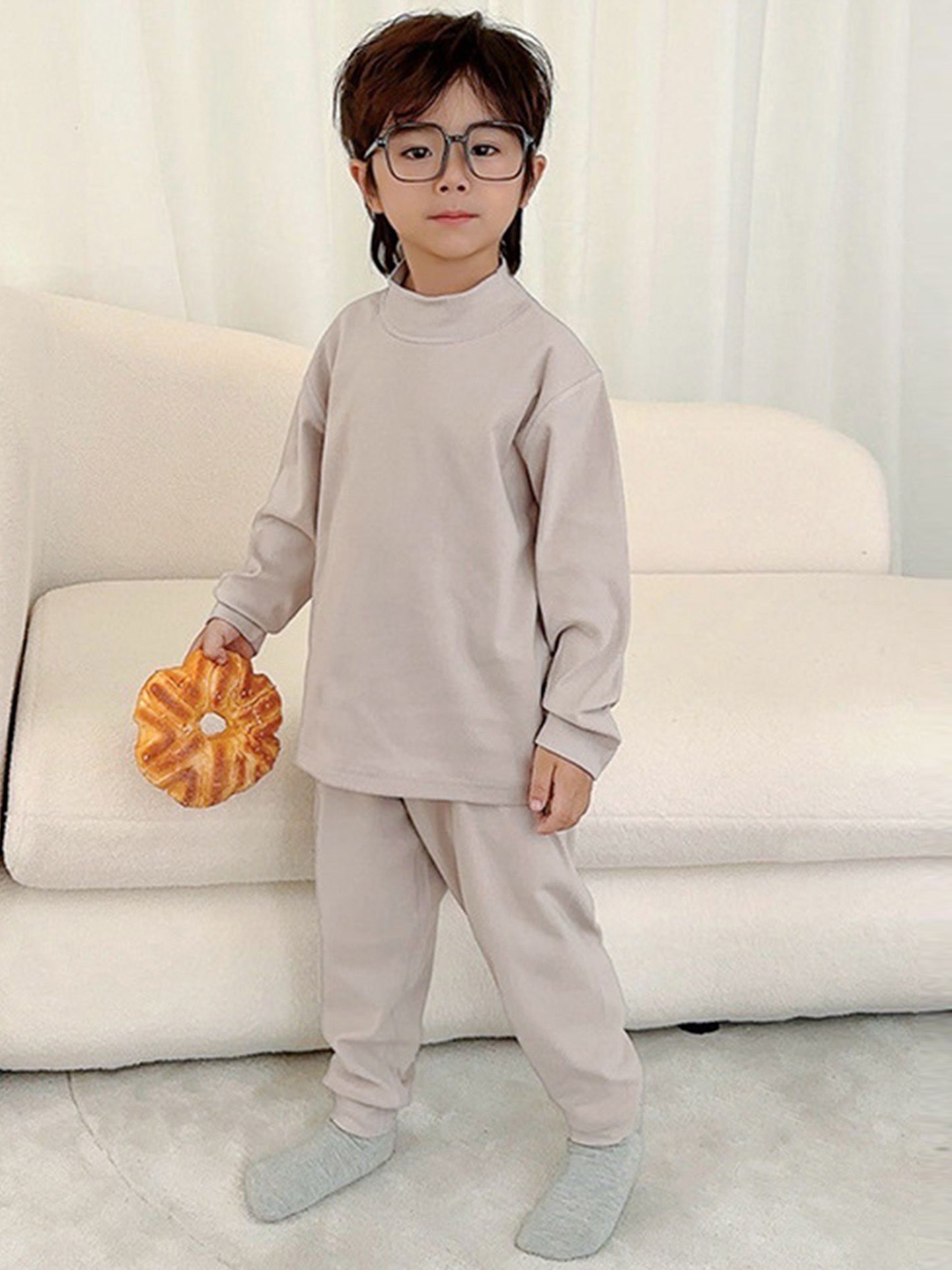 

LULU & SKY Boys Round Neck Night suit, Grey