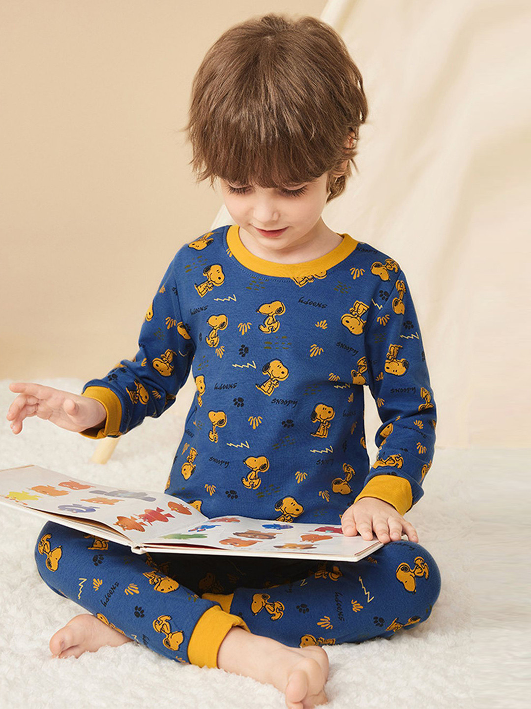 

LULU & SKY Boys Printed Pure Cotton Night suit, Blue