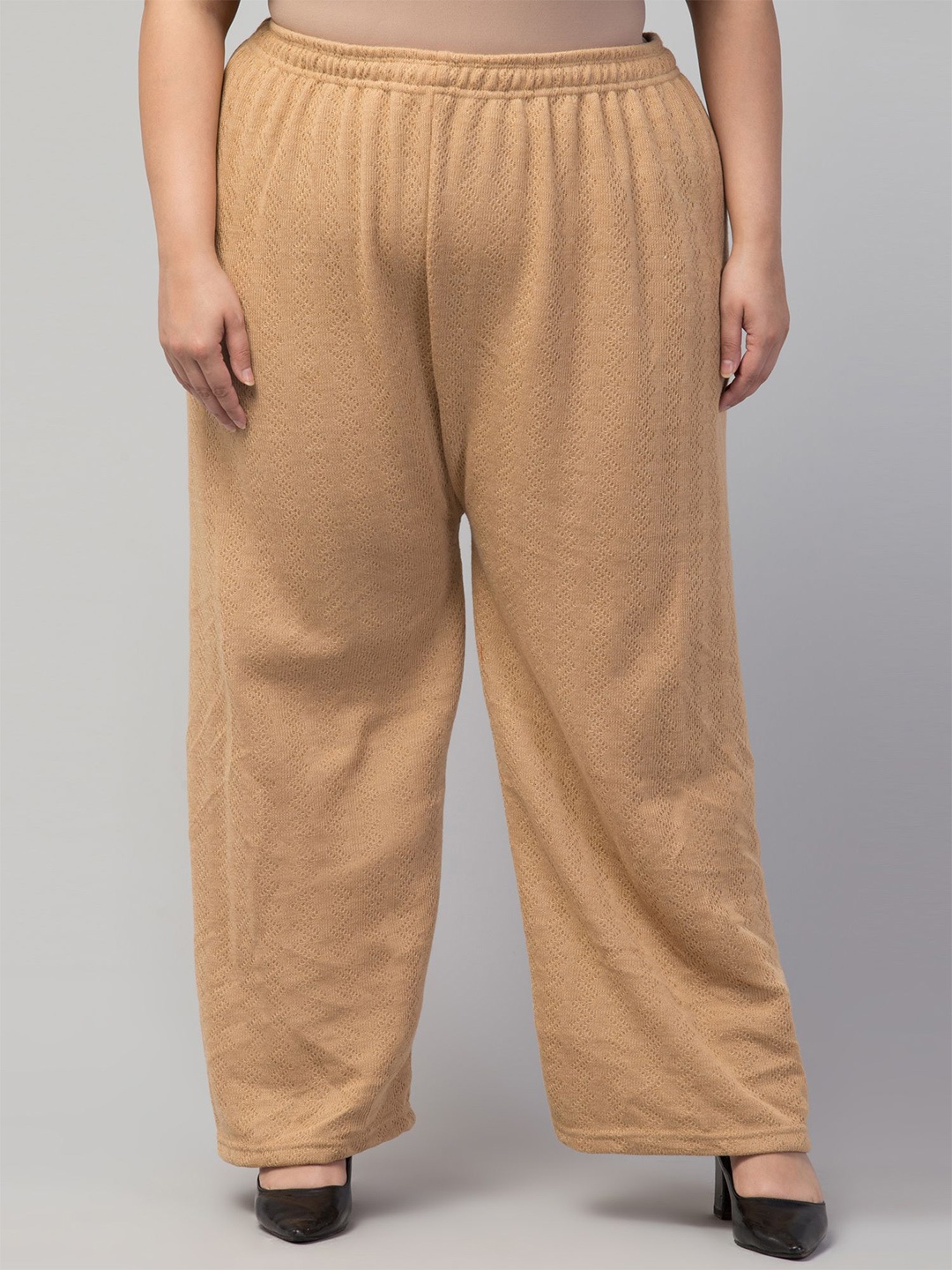 

STYLE PREZONE Women Plus Size Wide Leg Winter Palazzos, Beige