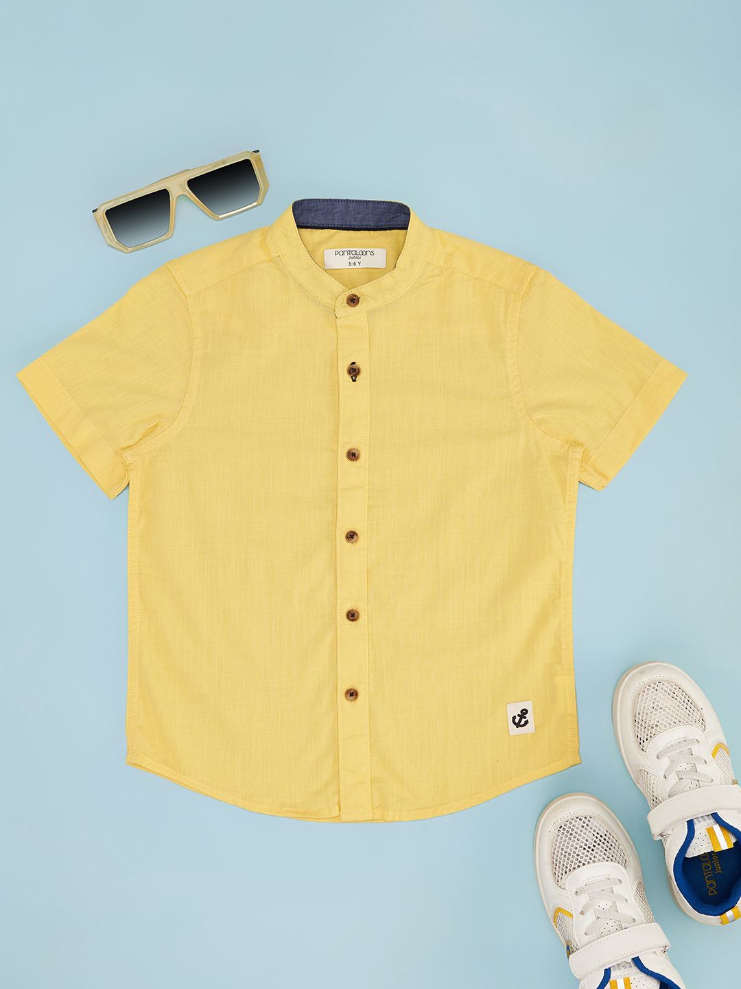 

Pantaloons Junior Boys Band Collar Solid Cotton Casual Shirt, Yellow