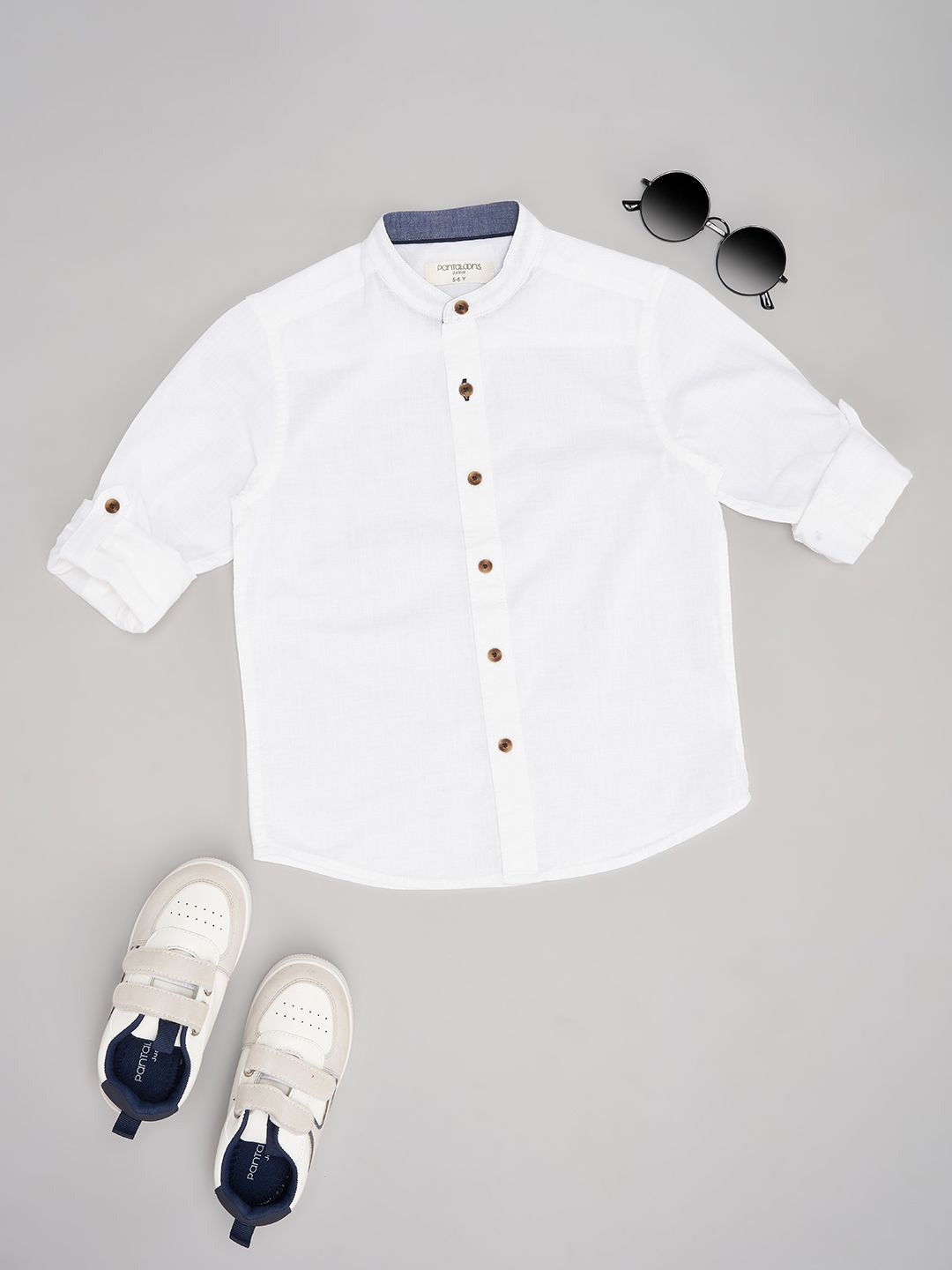 

Pantaloons Junior Boys Band Collar Solid Cotton Casual Shirt, White