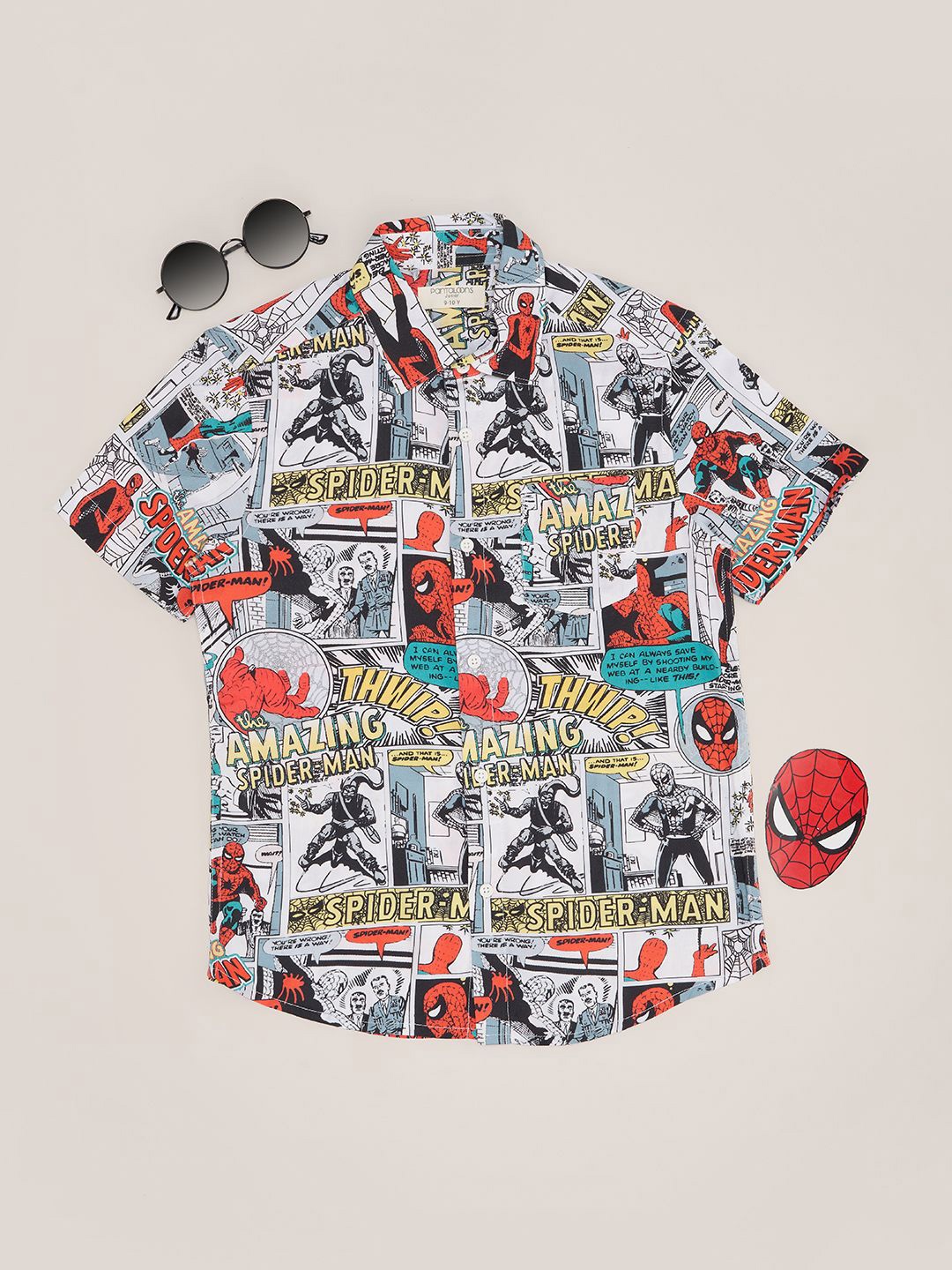 

Pantaloons Junior Boys Spread Collar Graphic Printed Casual Shirt, White