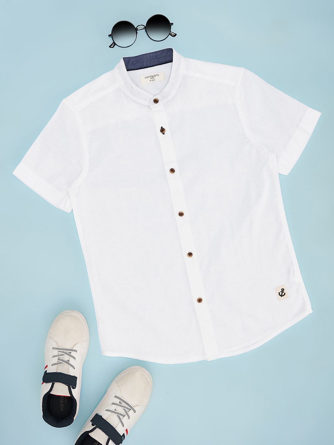 

Pantaloons Junior Boys Band Collar Solid Cotton Casual Shirt, White
