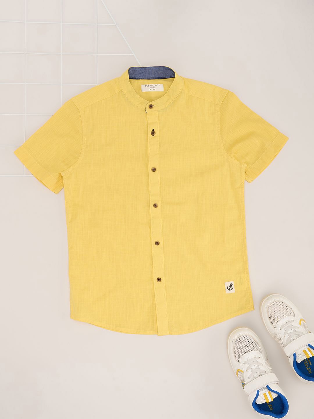 

Pantaloons Junior Boys Band Collar Solid Cotton Casual Shirt, Yellow