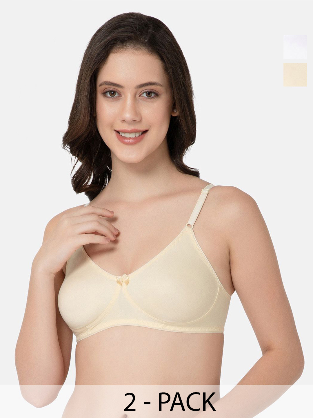 

Lady Lyka Women Pack Of 2 Full Coverage Cotton Bra, Nude