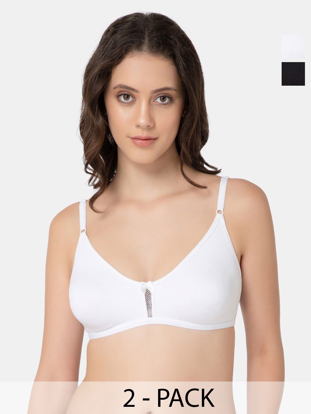 

Lady Lyka Pack Of 2 Full Coverage Cotton T-Shirt Bra, White