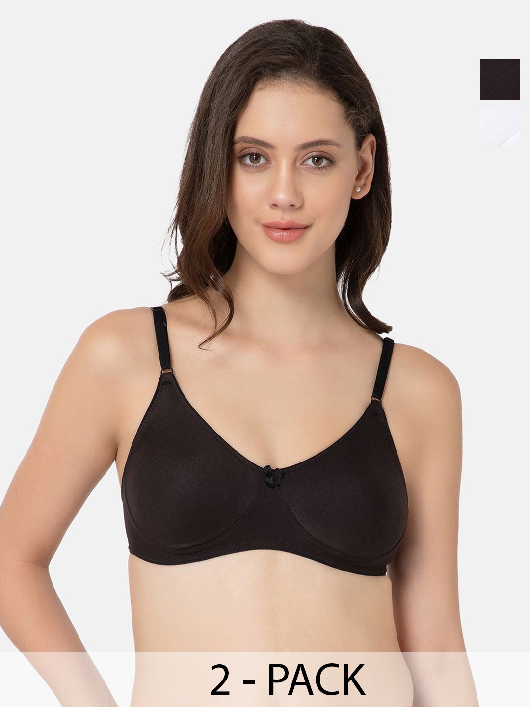 

Lady Lyka Pack of 2 Full Coverage Cotton T-Shirt Bra, White