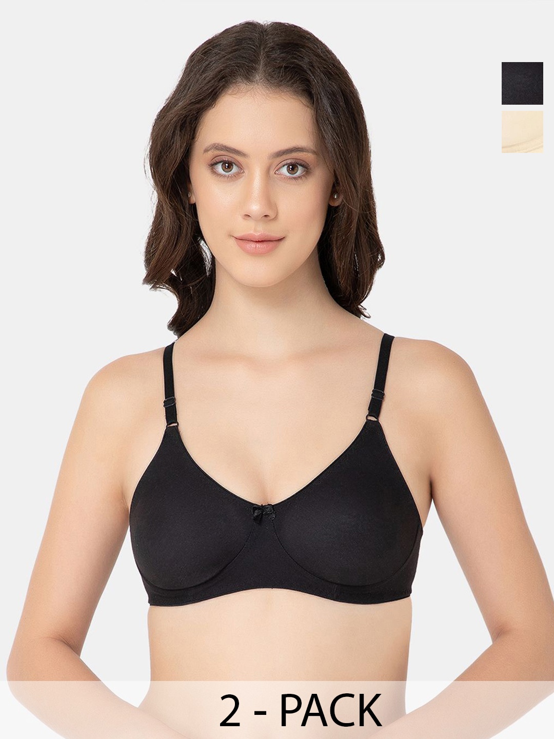 

Lady Lyka Pack of 2 Cotton T-Shirt Bra, Black