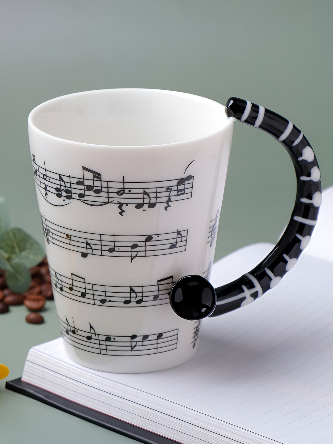 

Archies White & Black Printed Flute Theme Musical Ceramic Matte Coffee Mug