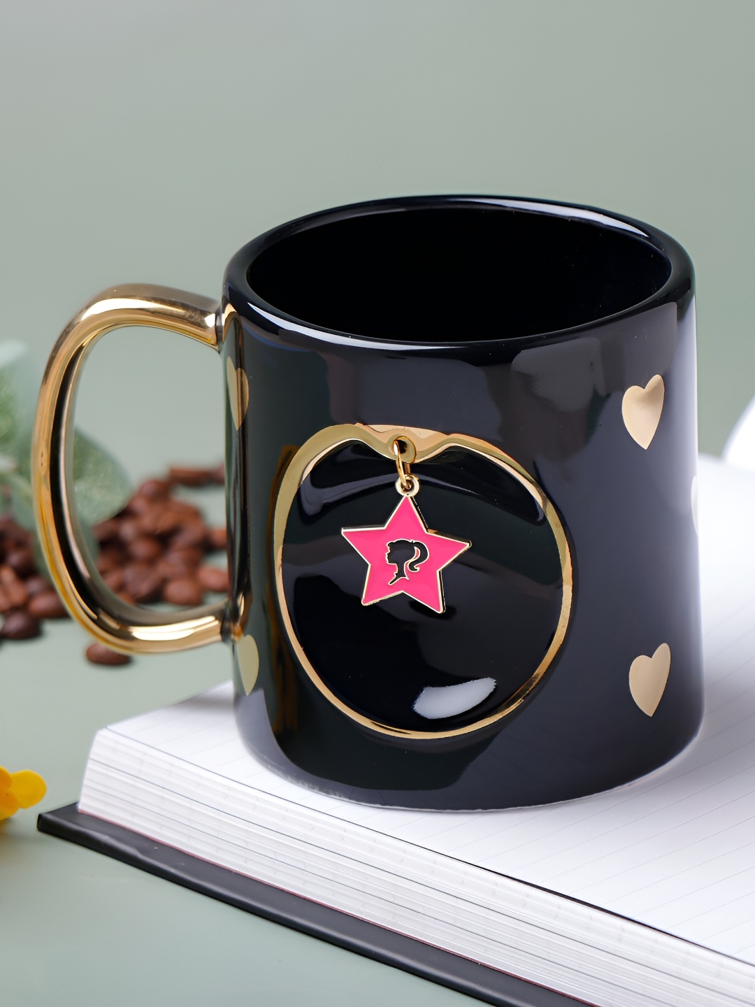 

Archies Black & Gold-Toned Printed Ceramic Matte Barbie Ceramic Coffee Mug 350 ml