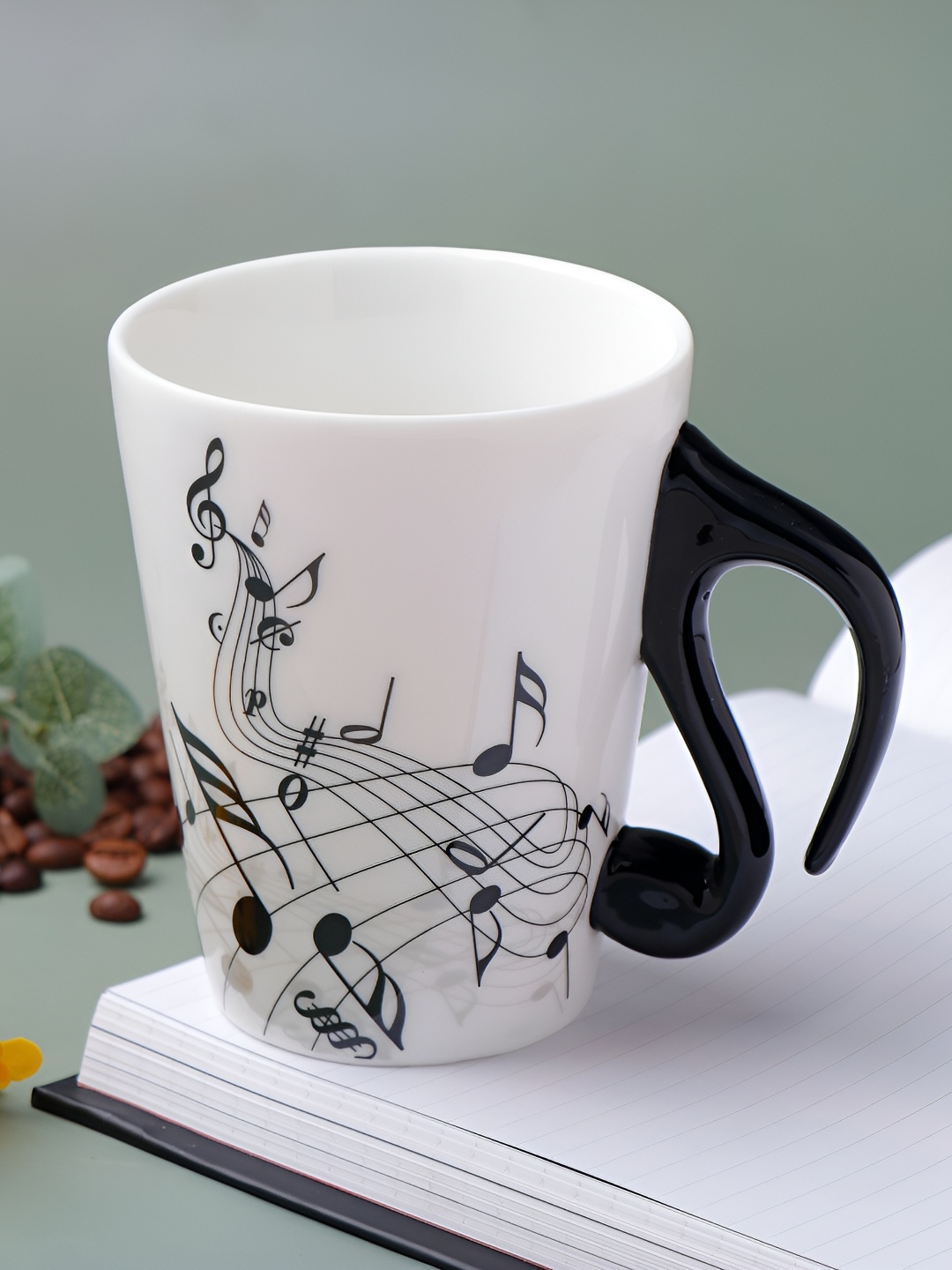 

Archies White & Black Printed Ceramic Glossy Musical Notes Theme Coffee Mug 350ml