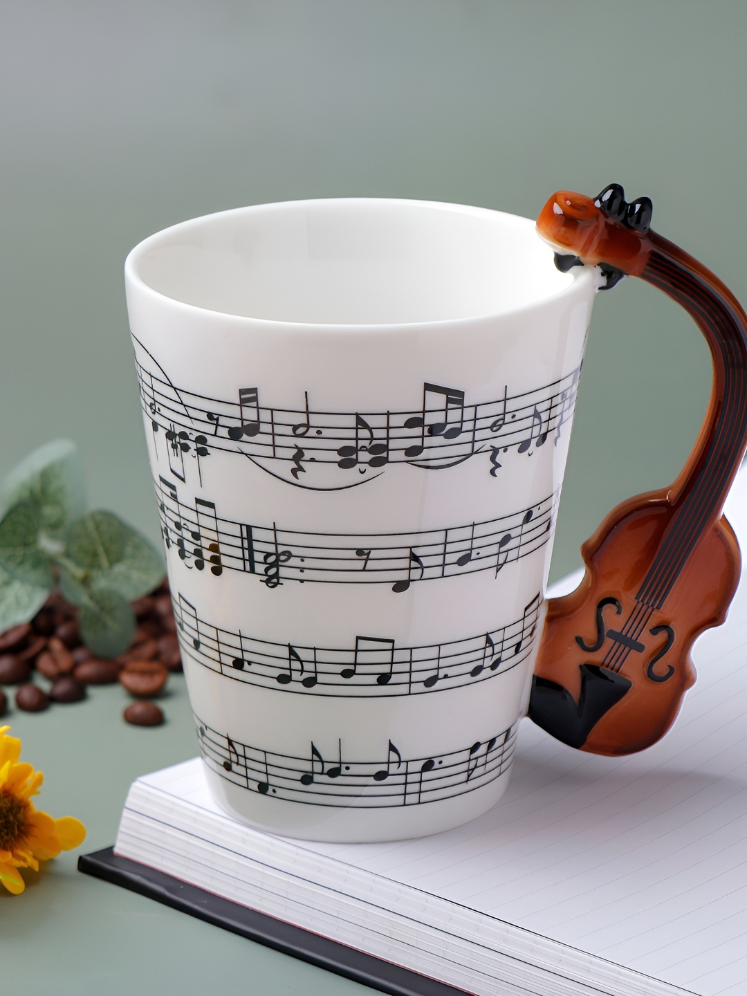 

Archies White & Black Printed Ceramic Matte Violin Theme Musical Coffee Mug 350ml