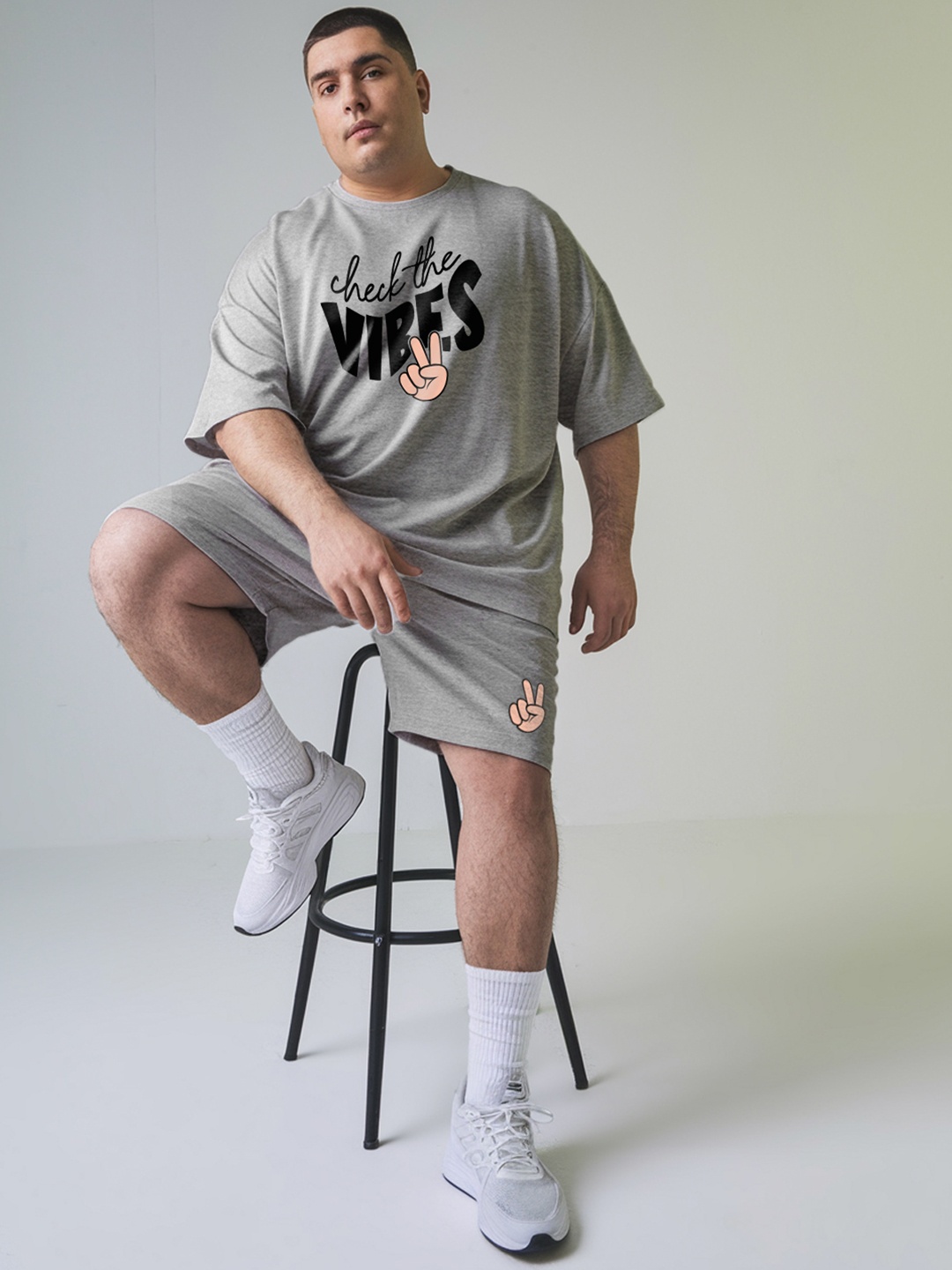 

FFLIRTYGO Printed Round Neck Short Sleeves T-Shirt With Shorts, Grey