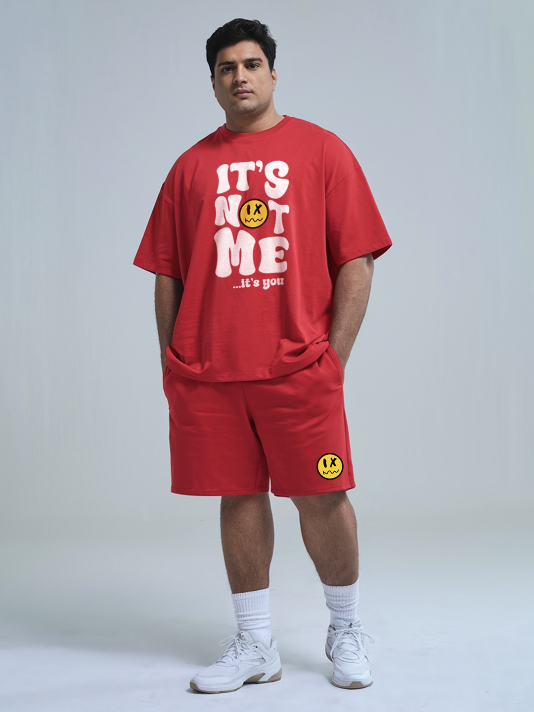 

FFLIRTYGO Printed Round Neck Short Sleeves T-Shirt With Shorts, Red