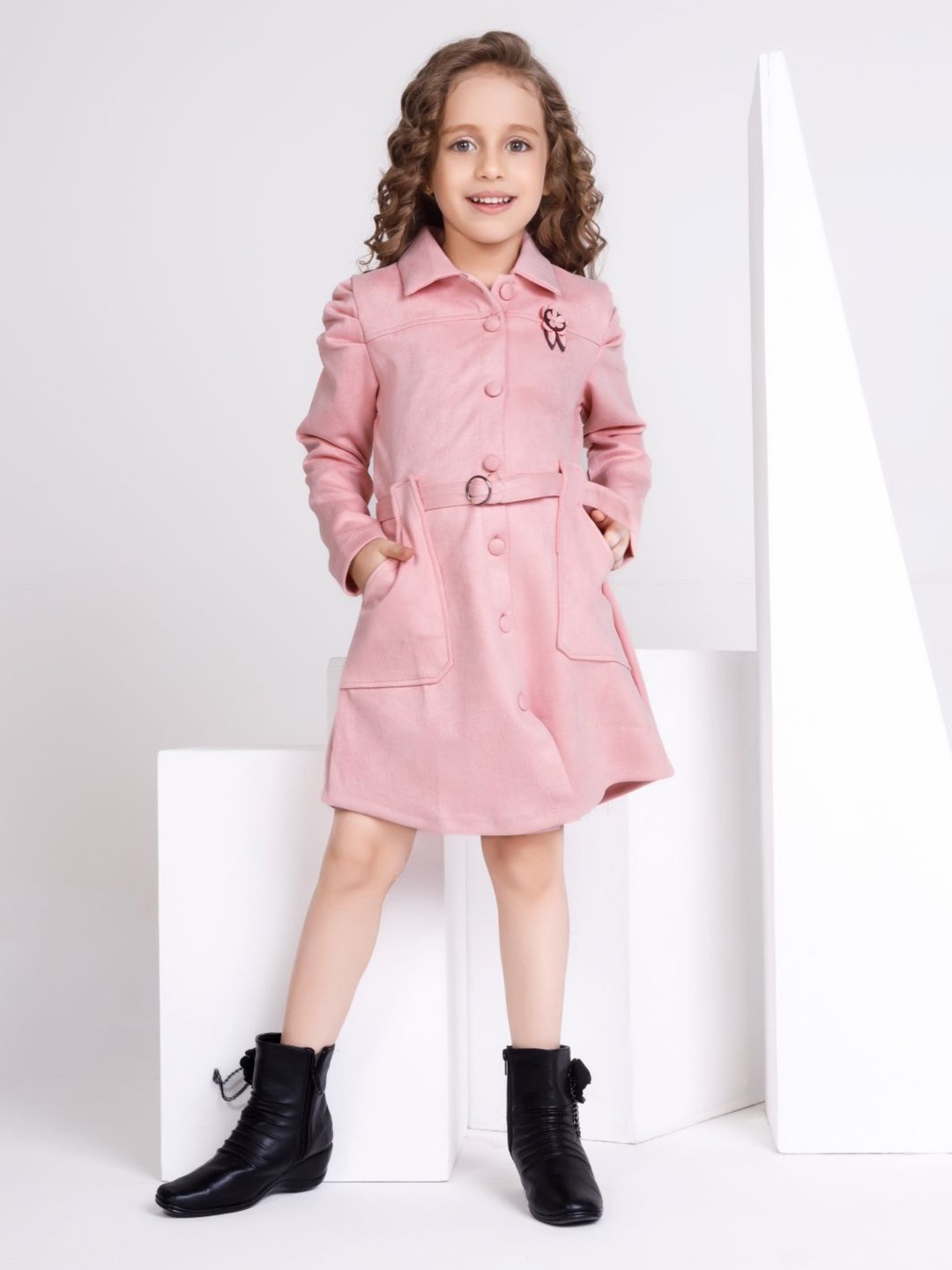 

Peppermint Girls Belted Shirt Dress, Peach