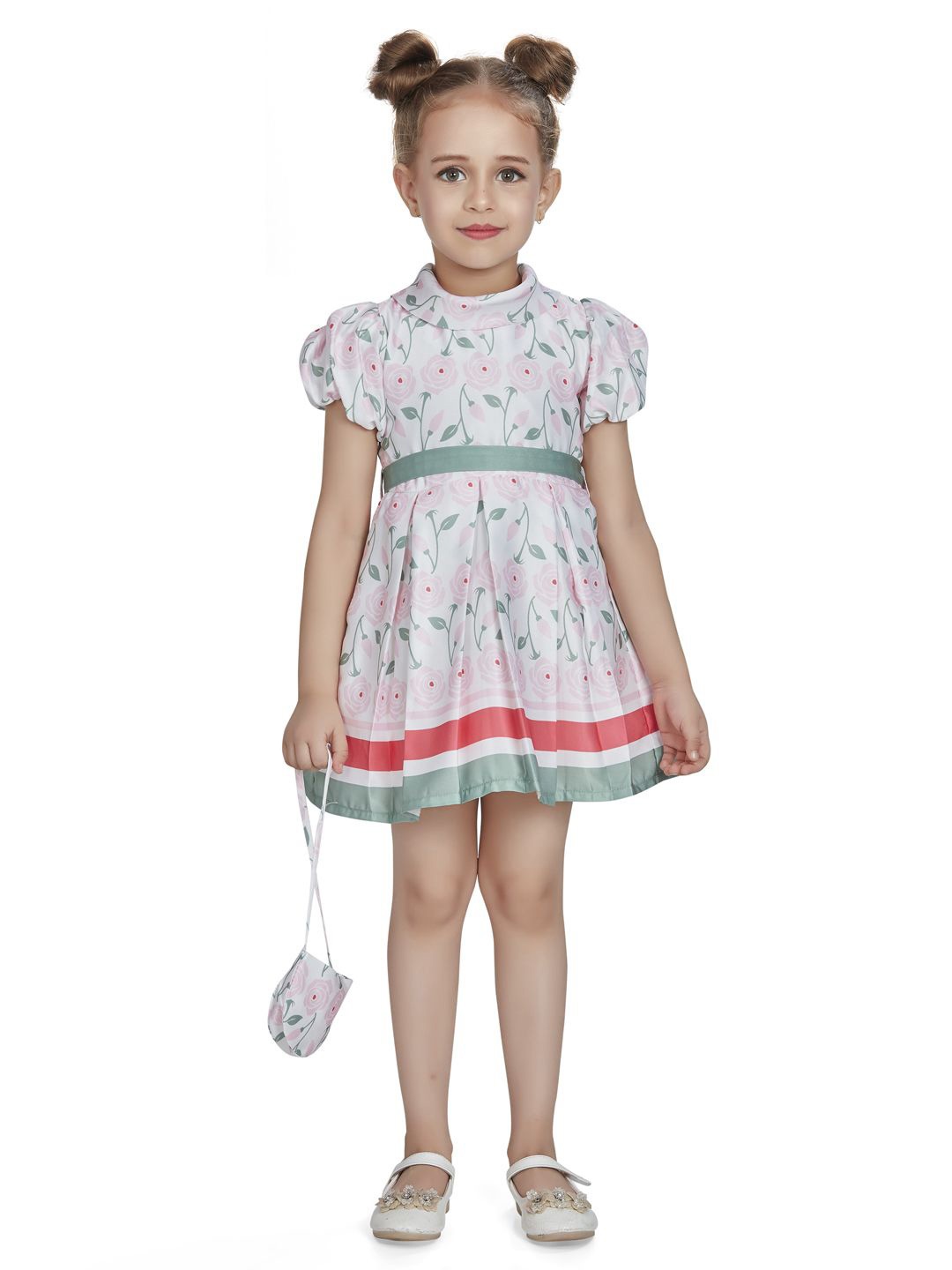 

Peppermint Girls Floral Printed Fit & Flare Dress, White
