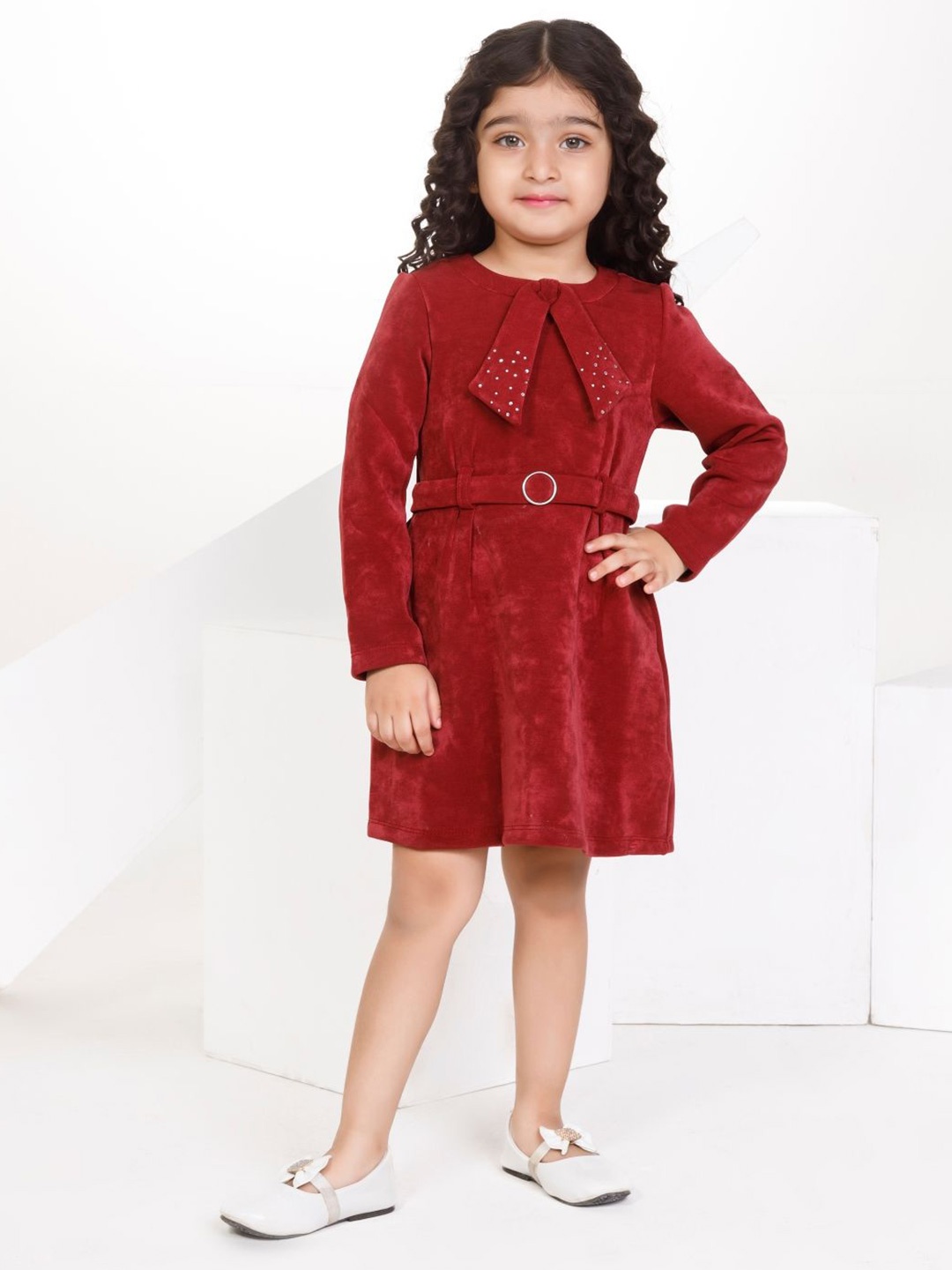 

Peppermint Girls Fit & Flare Dress, Maroon