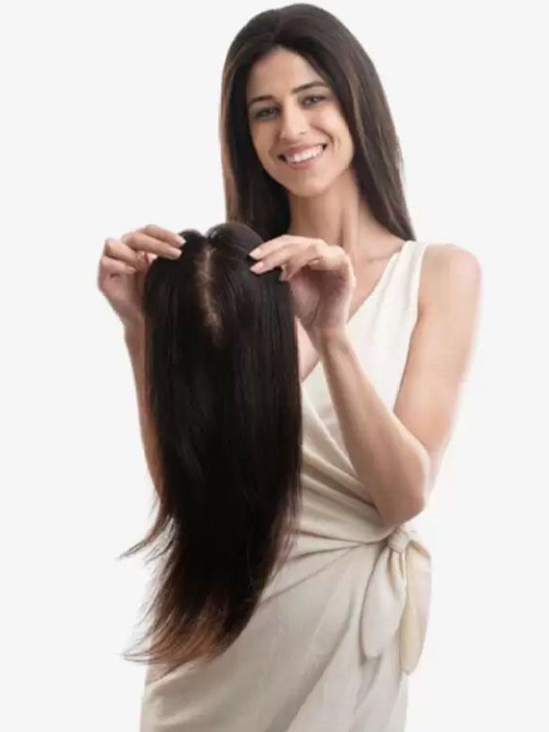 

CRIBE Clip In Straight Scalp Topper Hair Extension - Natural Brown - 20 Inch