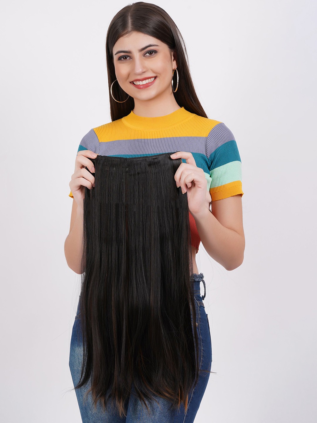 

CRIBE Clip-In Locks Straight Hair Extension - Brown - 28 Inch