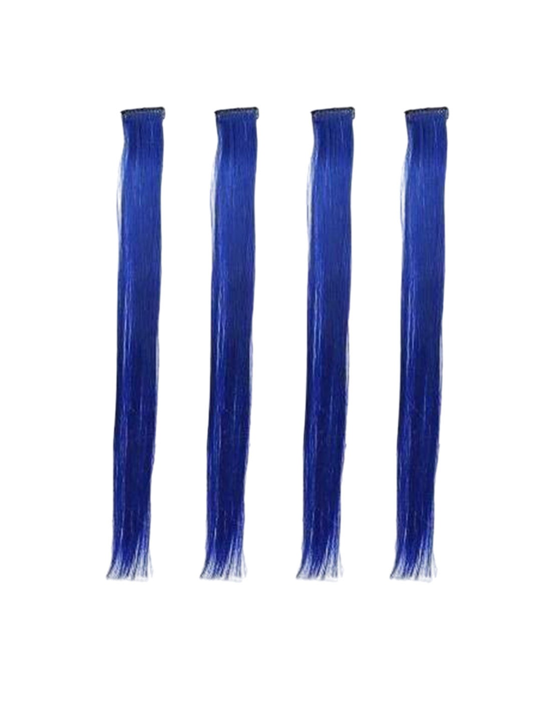 

CRIBE Set Of 4 Clip-In Coloured Strand Straight Hair Extension - Blue - 22 Inch