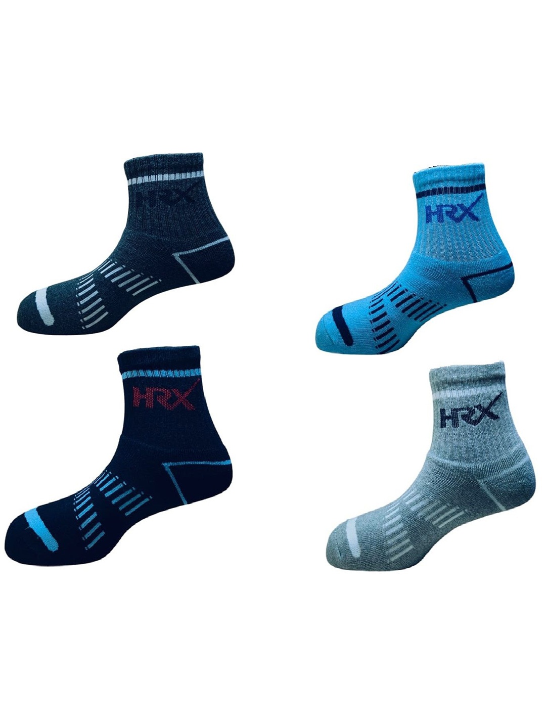 

HRX by Hrithik Roshan Unisex Pack Of 4 Ankle-Length Socks, Blue