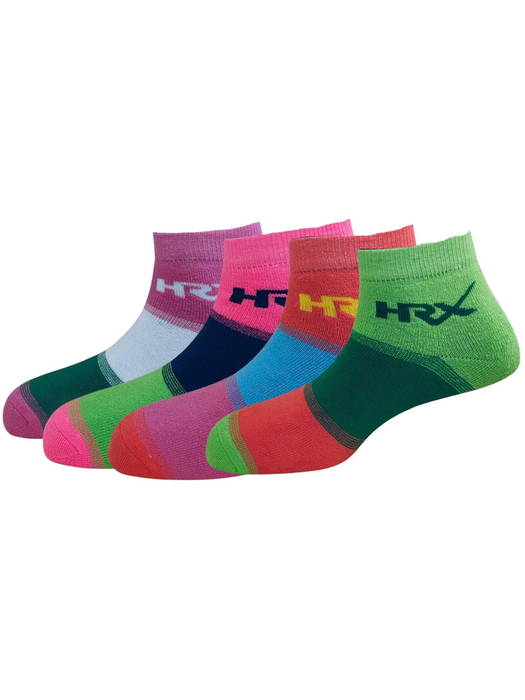 

HRX by Hrithik Roshan Unisex Pack Of 4 Patterned Organic Cotton Odour Free Socks, Red