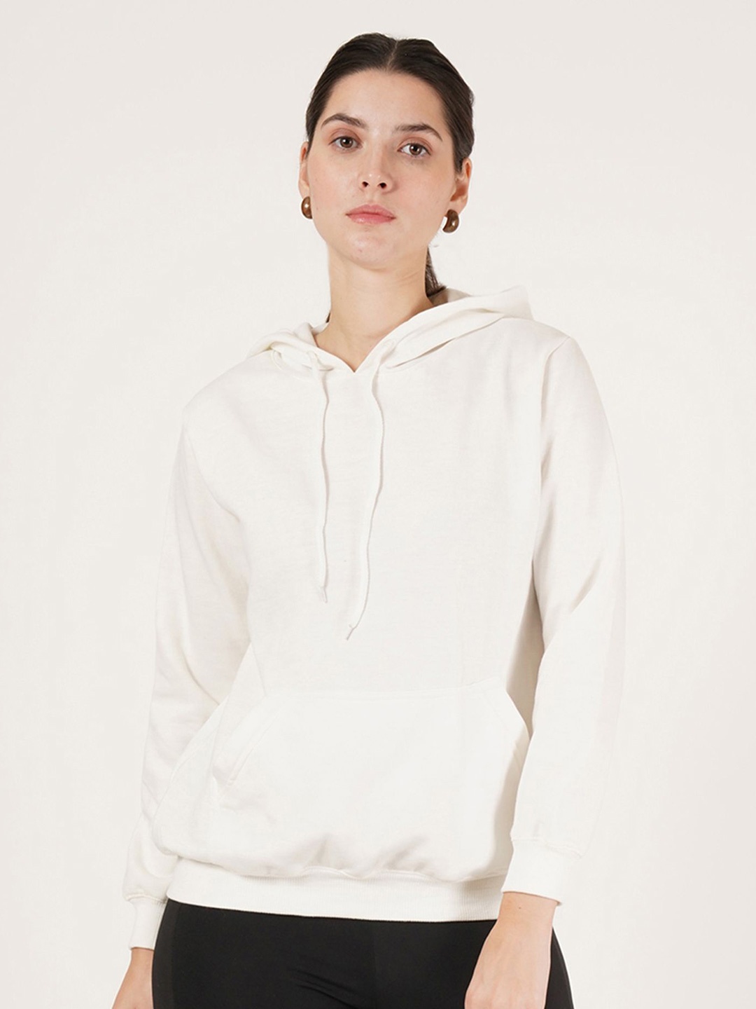 

U&F Women Cotton Hooded Sweatshirt, White