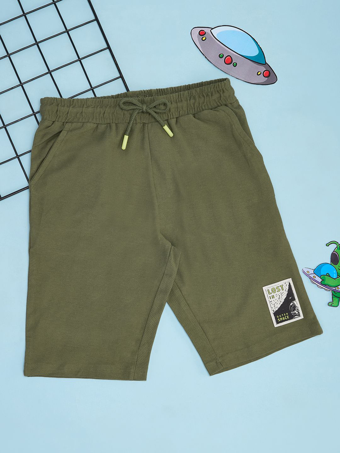 

Pantaloons Junior Boys Regular Fit Mid-Rise Cotton Shorts, Olive