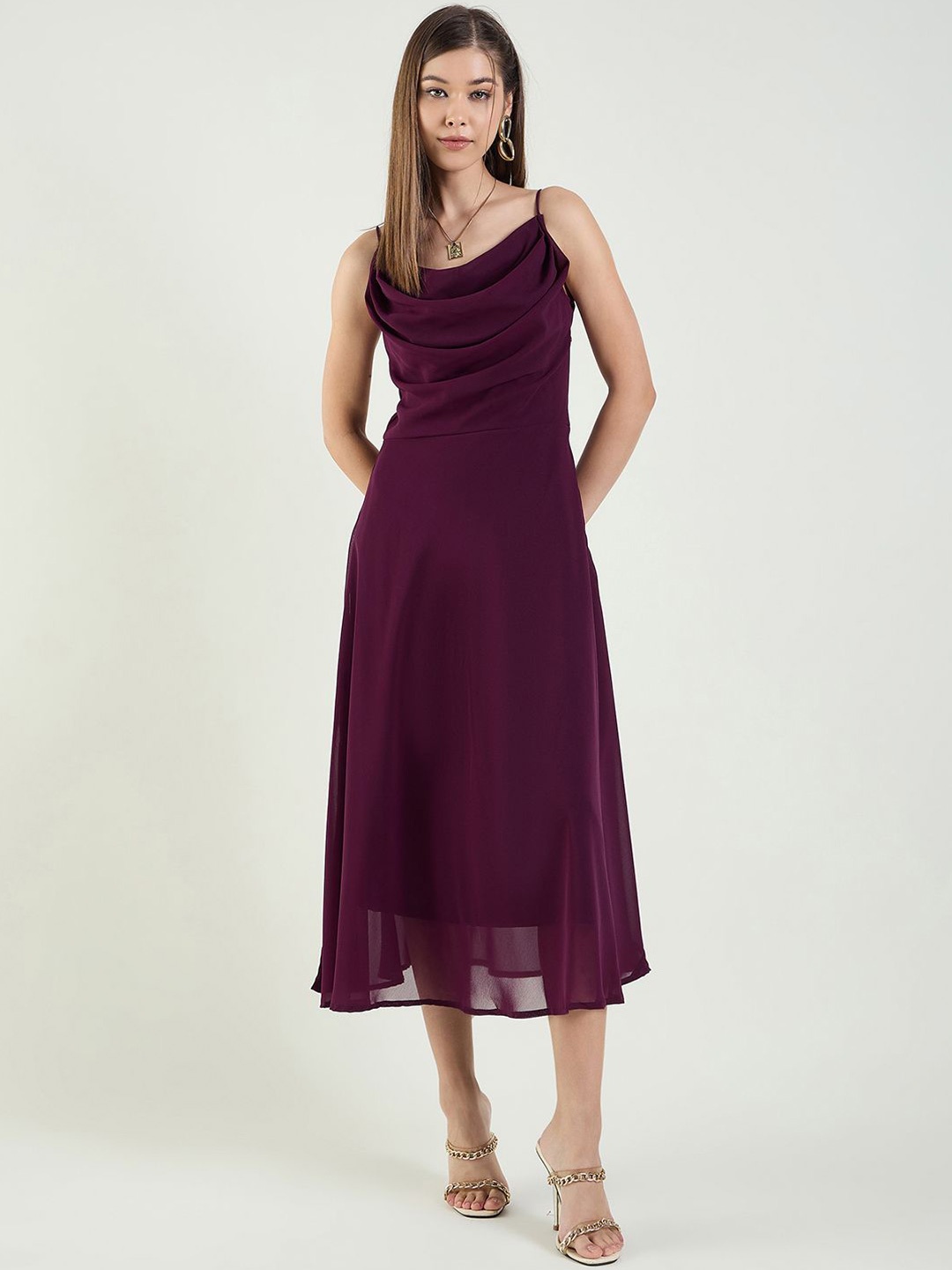 

aayu Women A-Line Midi Dress, Purple