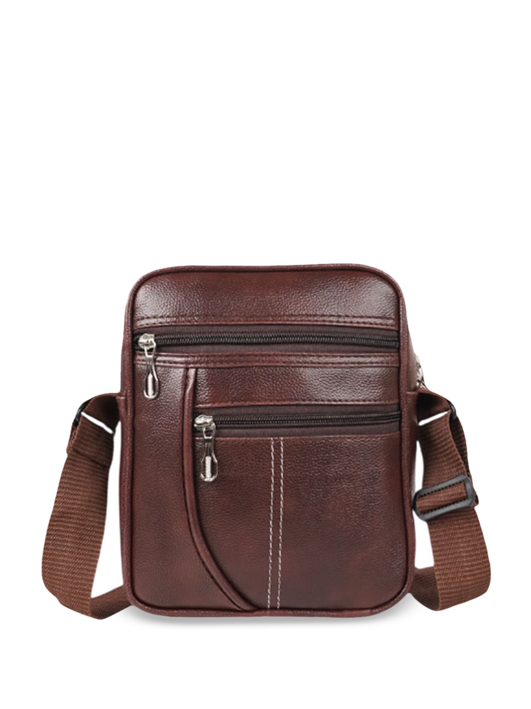 

PARSLEY Men Solid Structured Leather Sling Bag, Brown