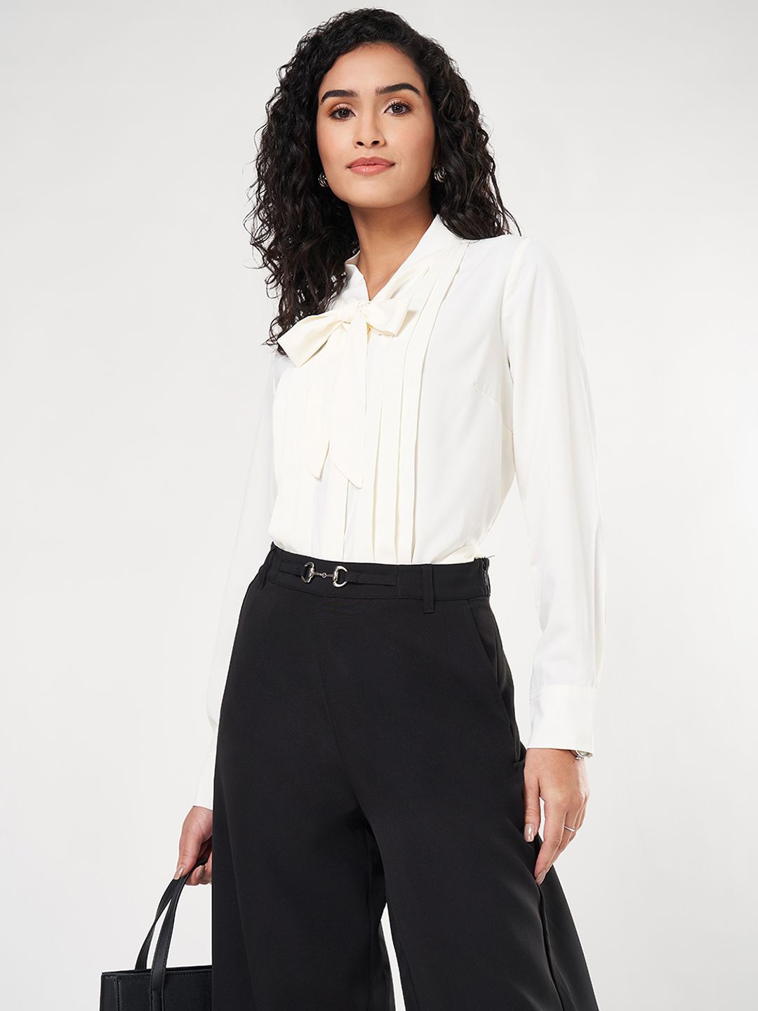 

Annabelle by Pantaloons Women Tie-Up Neck Shirt Style Top, Off white
