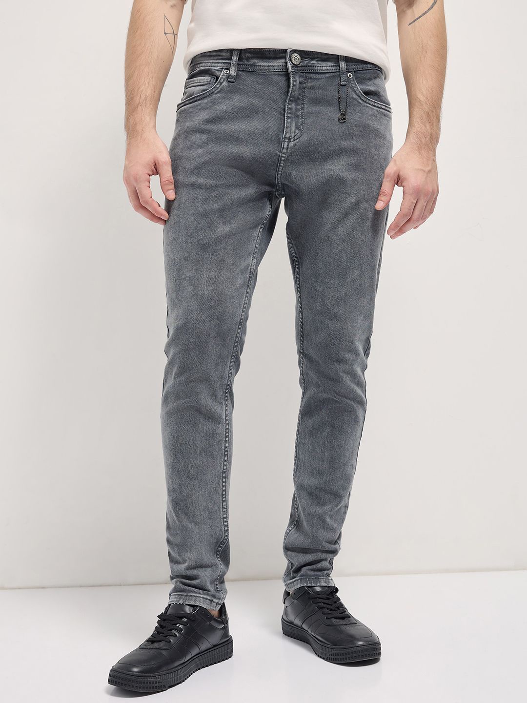 

THE BEAR HOUSE Men's Cotton Skinny Fit Jeans, Grey