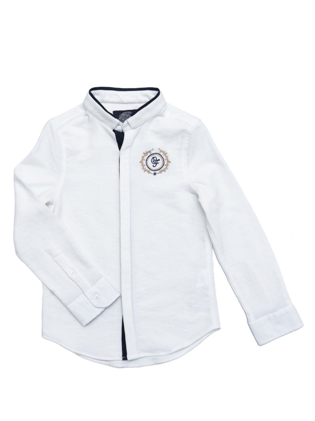 

One Friday Boys Comfort Fit Mandarin Collar Solid Casual Shirt, Off white