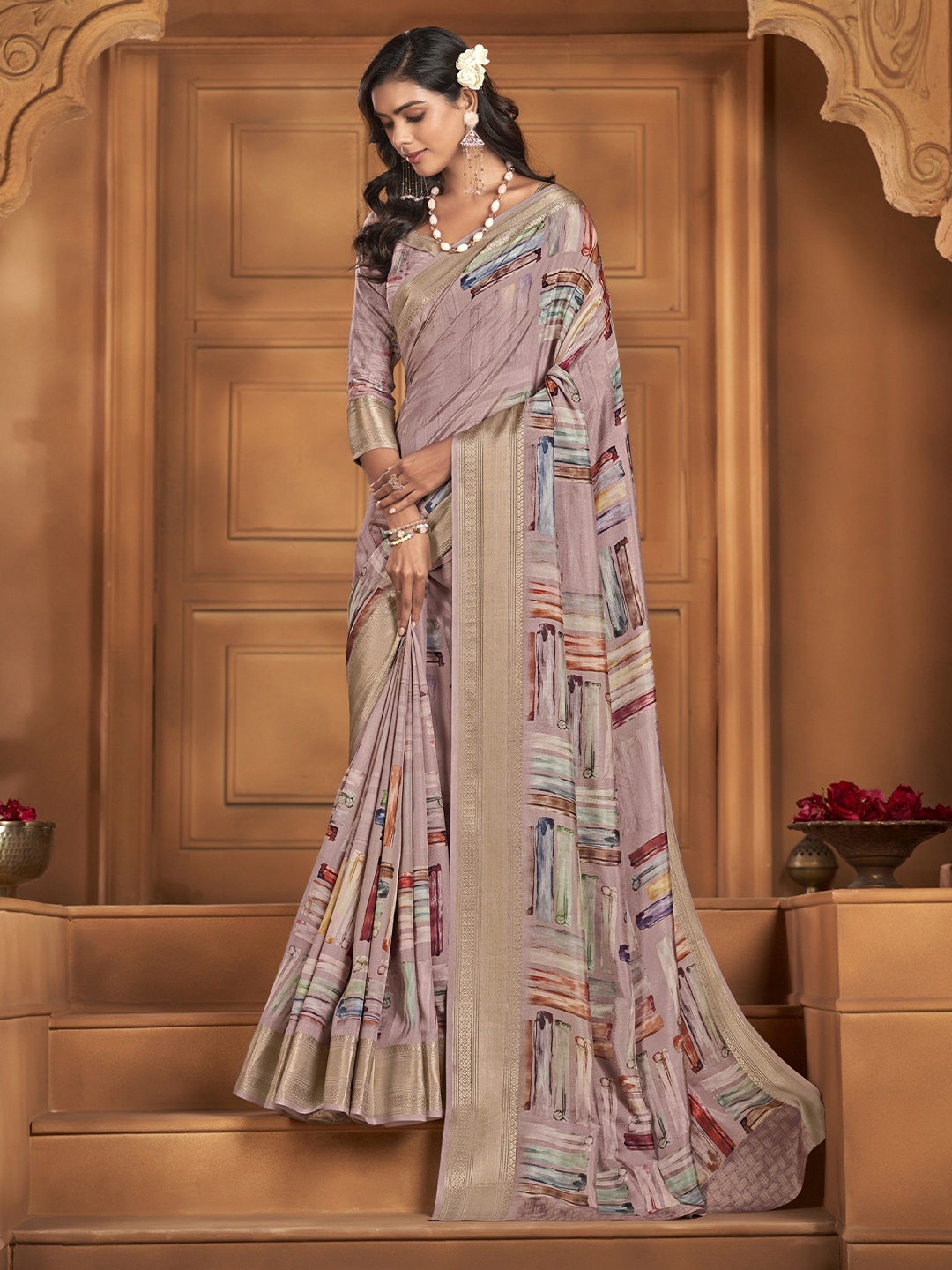 

MAHALASA Pure Silk Saree, Peach
