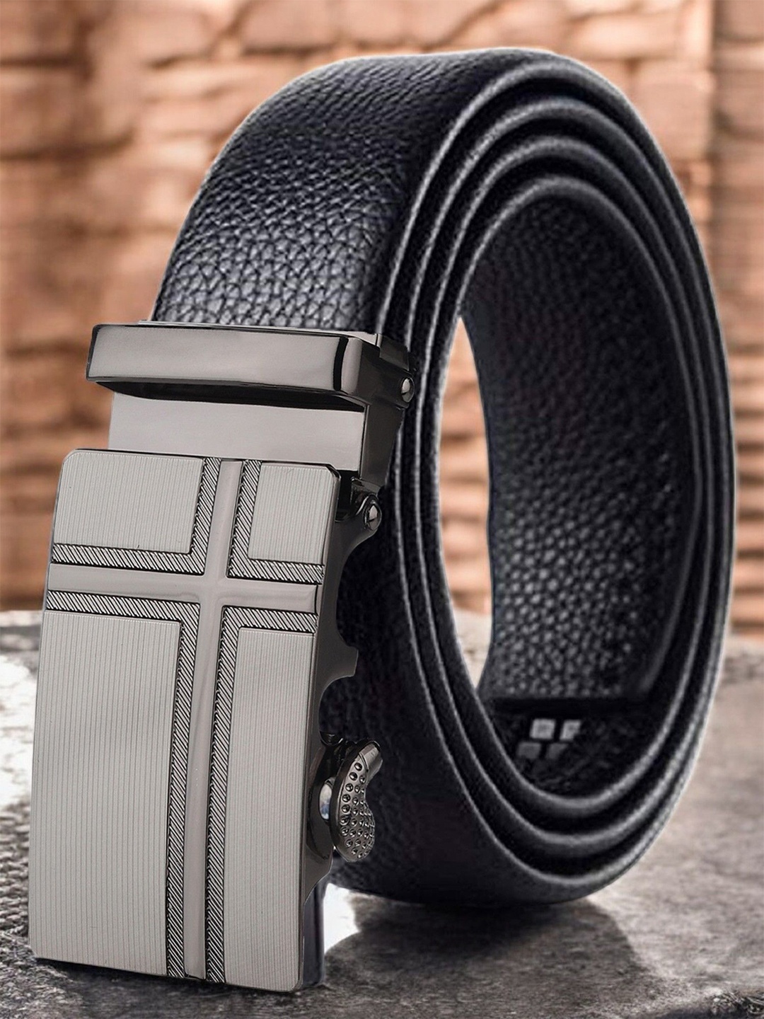 

Provogue Men Textured PU Formal Belt, Black