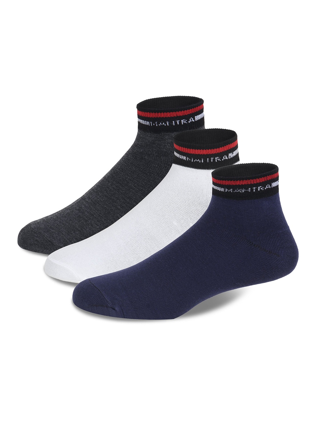 

Fitness Mantra Unisex Pack Of 3 Ankle Length Cotton Socks, Black